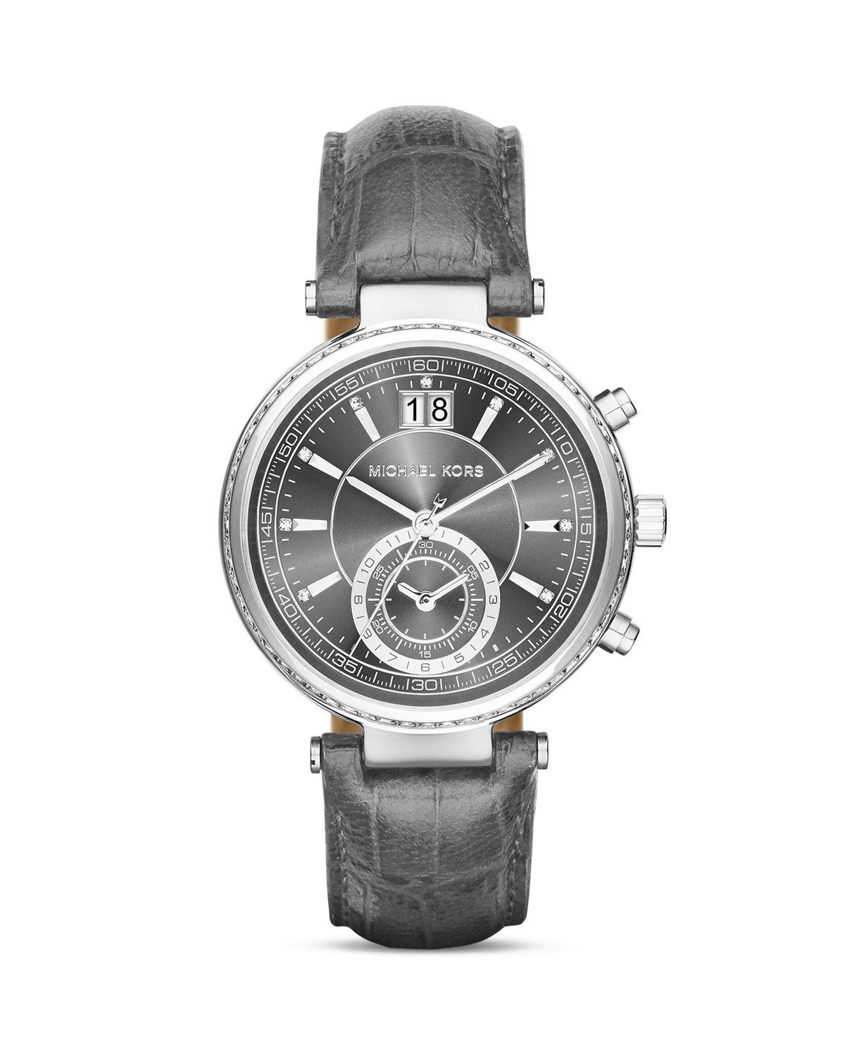 Michael kors Sawyer Leather Strap Watch, 39mm in Gray Lyst