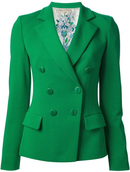 Emilio Pucci Stretch Jersey Blazer in Green | Lyst