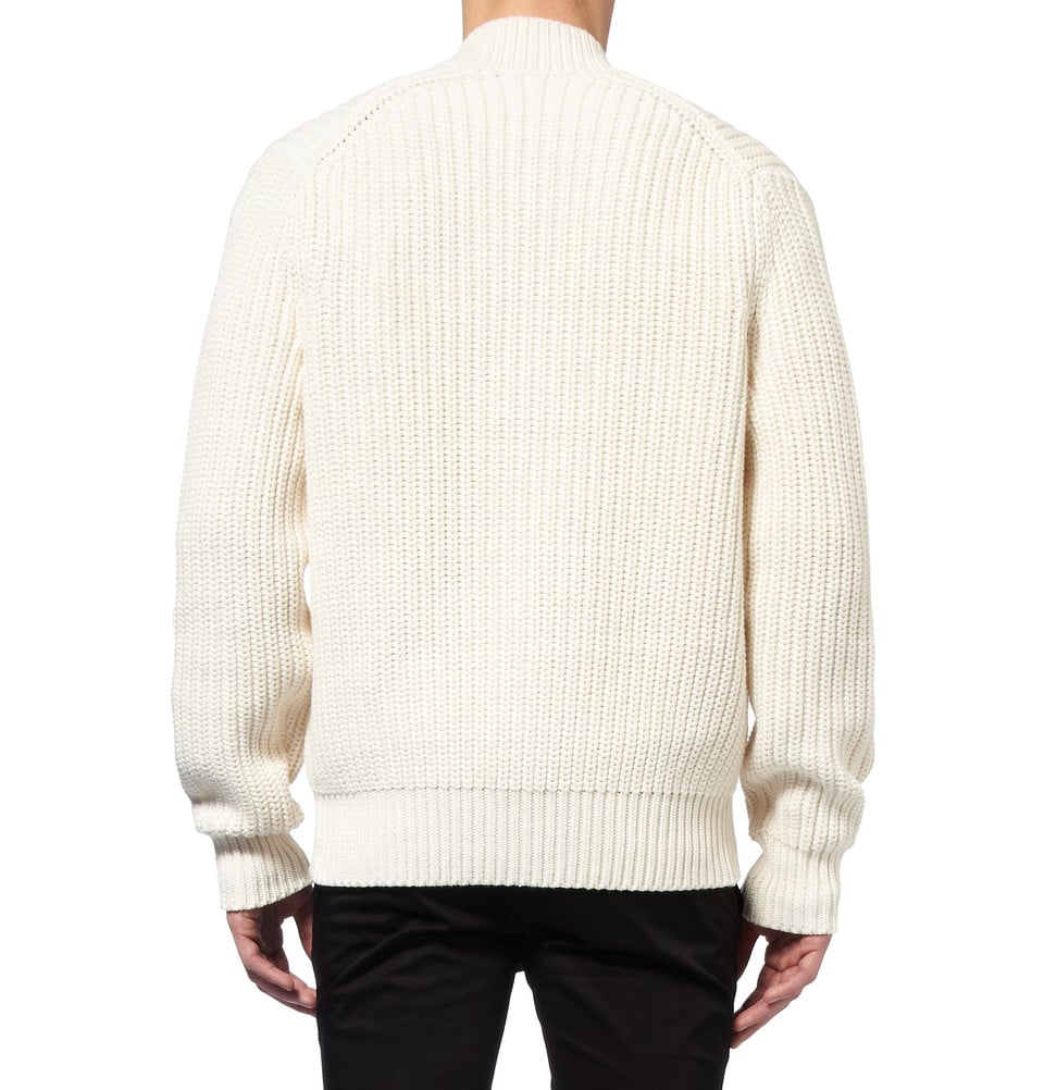 Lyst - Acne Studios Zipped Ribbed Cotton Cardigan in White for Men