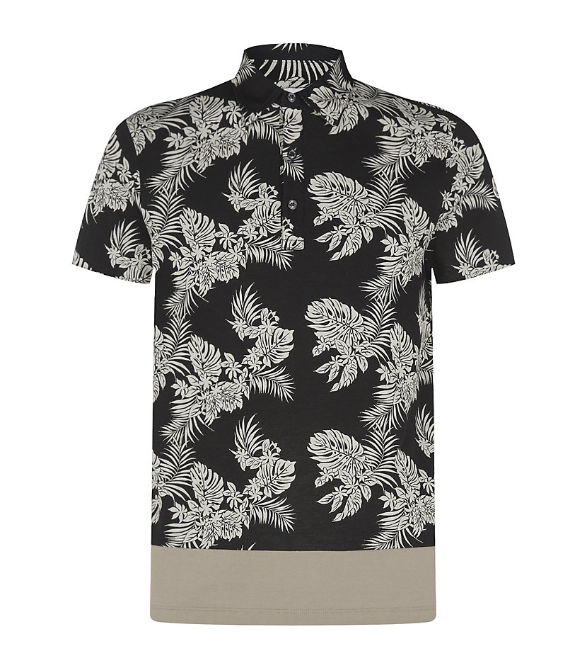 Moncler Hawaiian Polo Shirt in Black for Men | Lyst