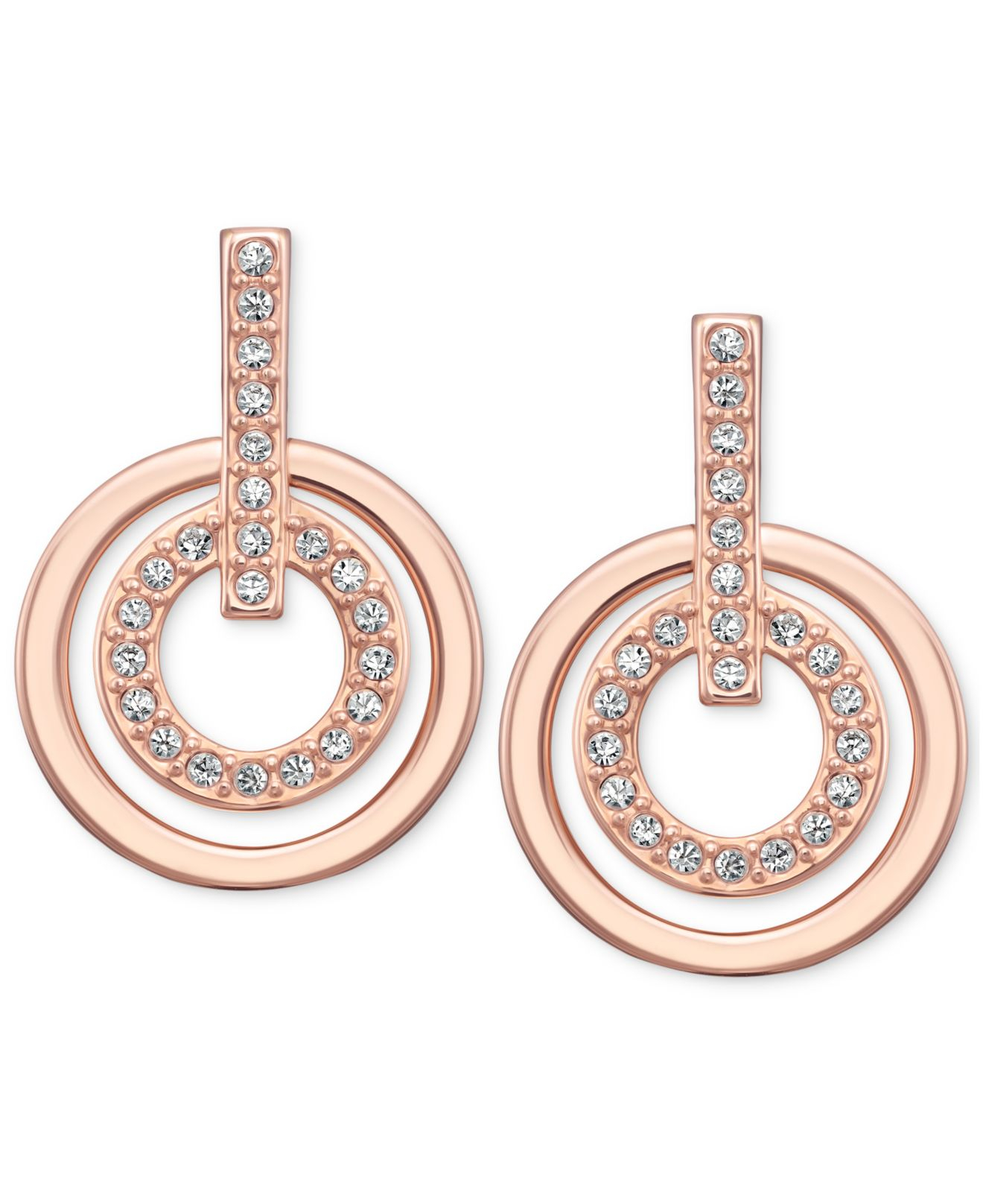 Lyst Swarovski Rose Gold Tone Pavè Crystal Circle Drop Earrings In Gallery