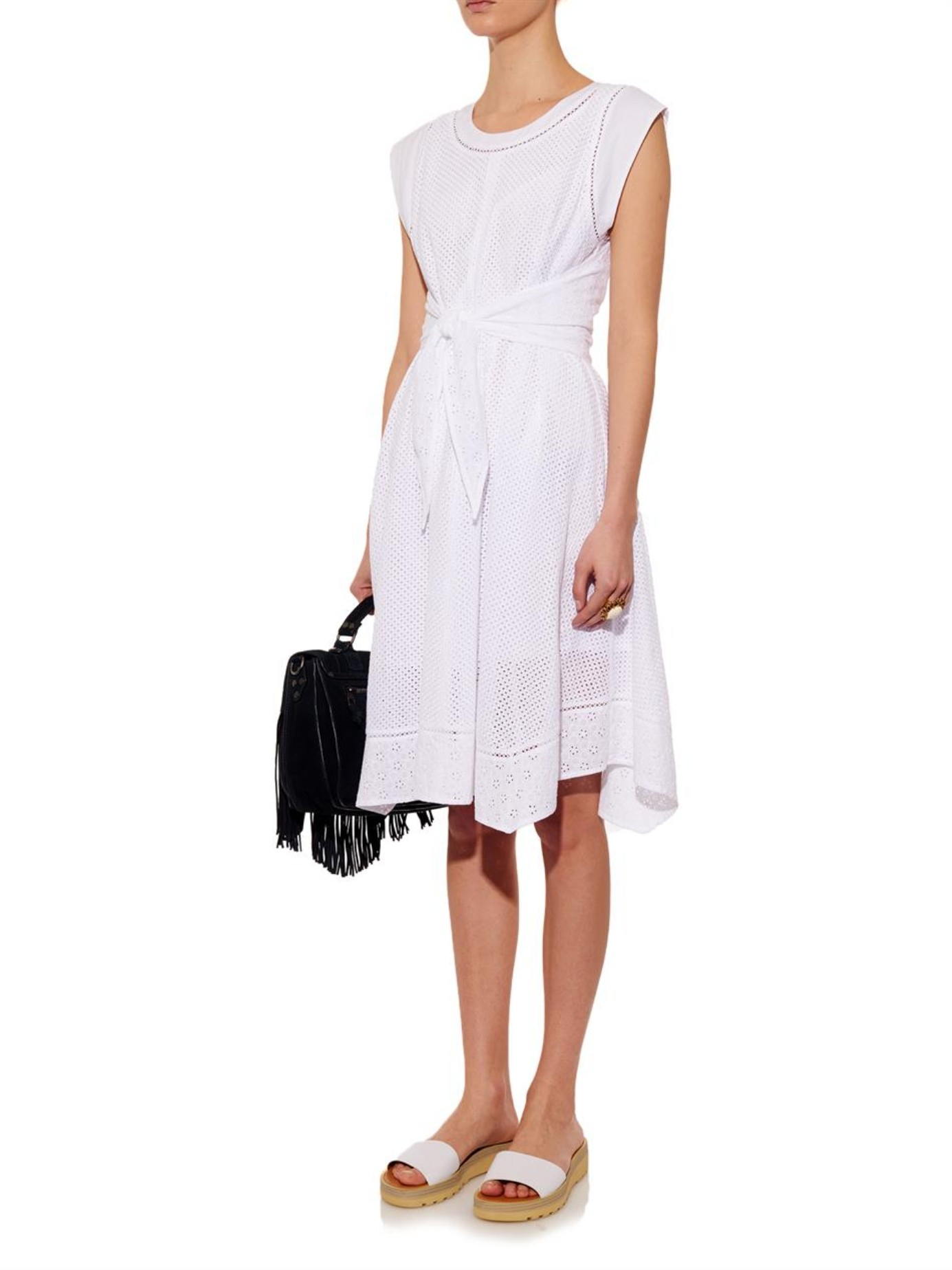 Lyst Rebecca Taylor Eyelet Detailed Cotton Dress In White Gallery