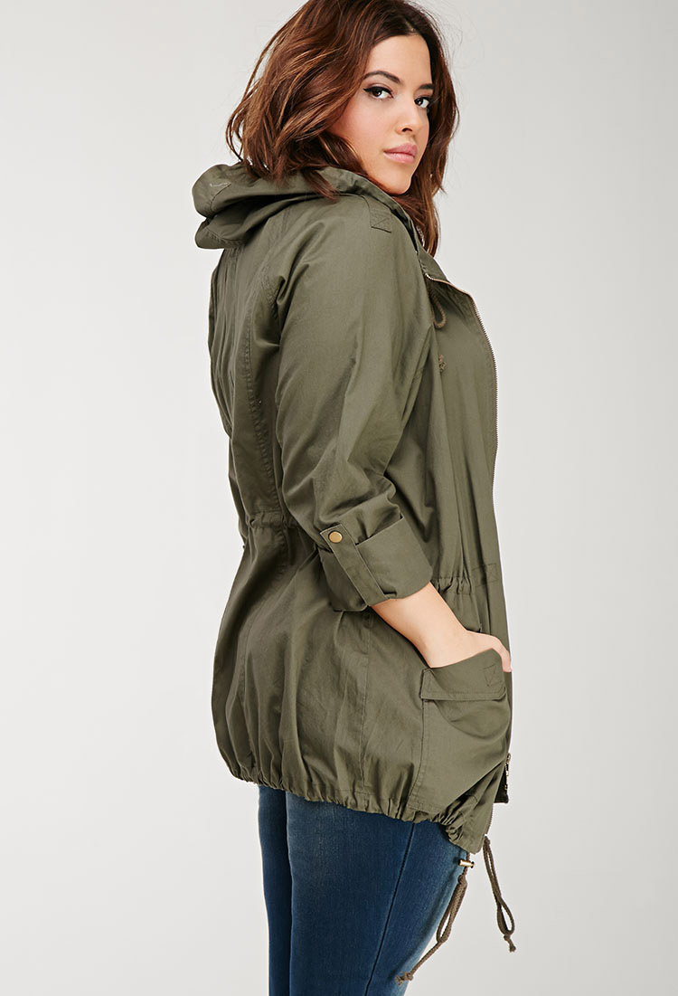 Lyst - Forever 21 Plus Size Hooded Utility Jacket in Green