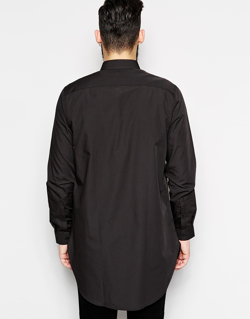 mens black longline shirt