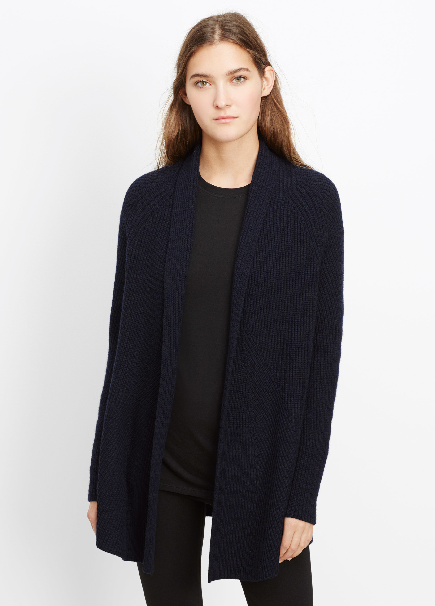 Lyst Vince Wool  Cashmere Directional Rib Open Front 