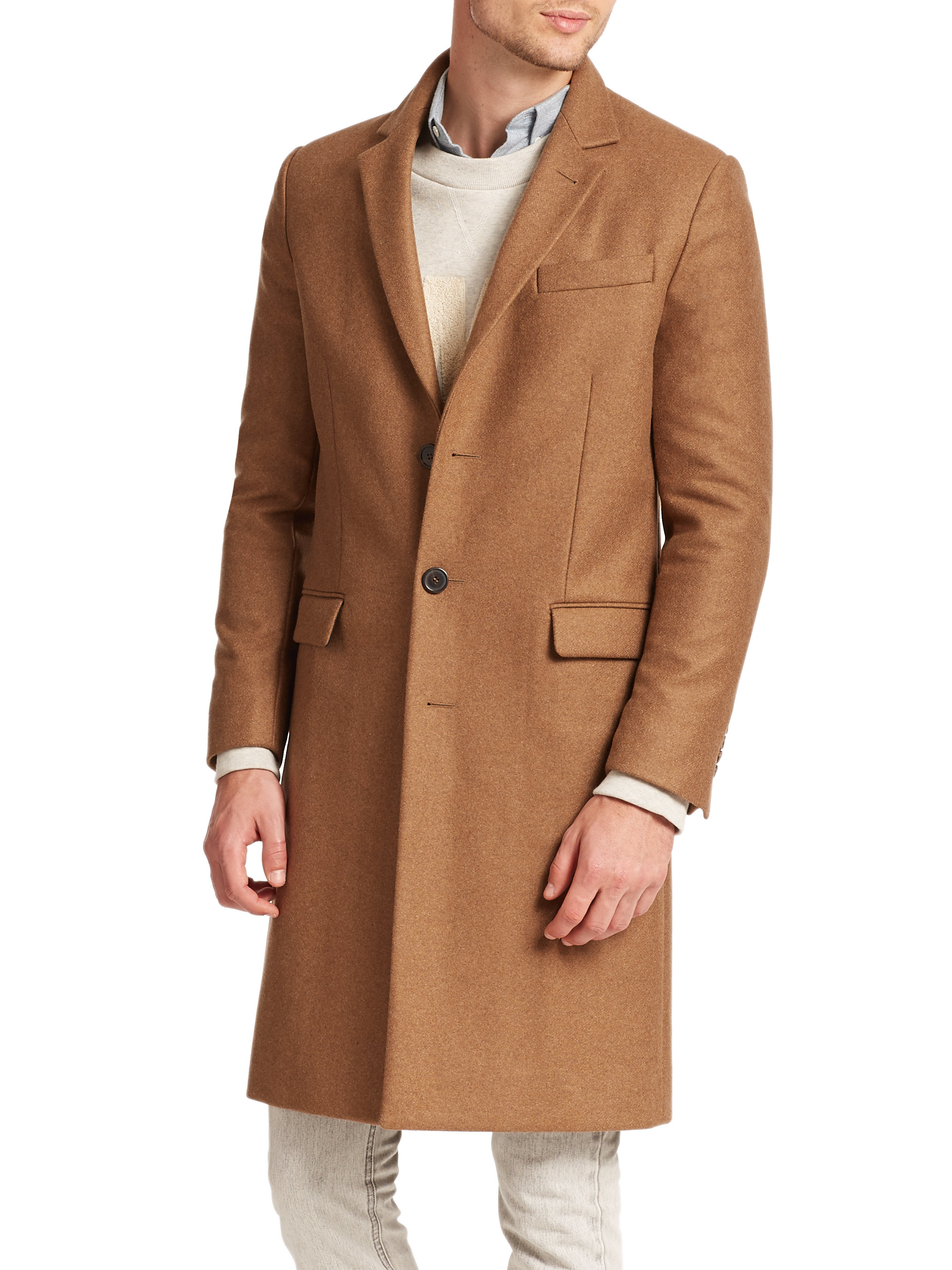 Lyst - Ami Wool-blend Overcoat in Natural for Men