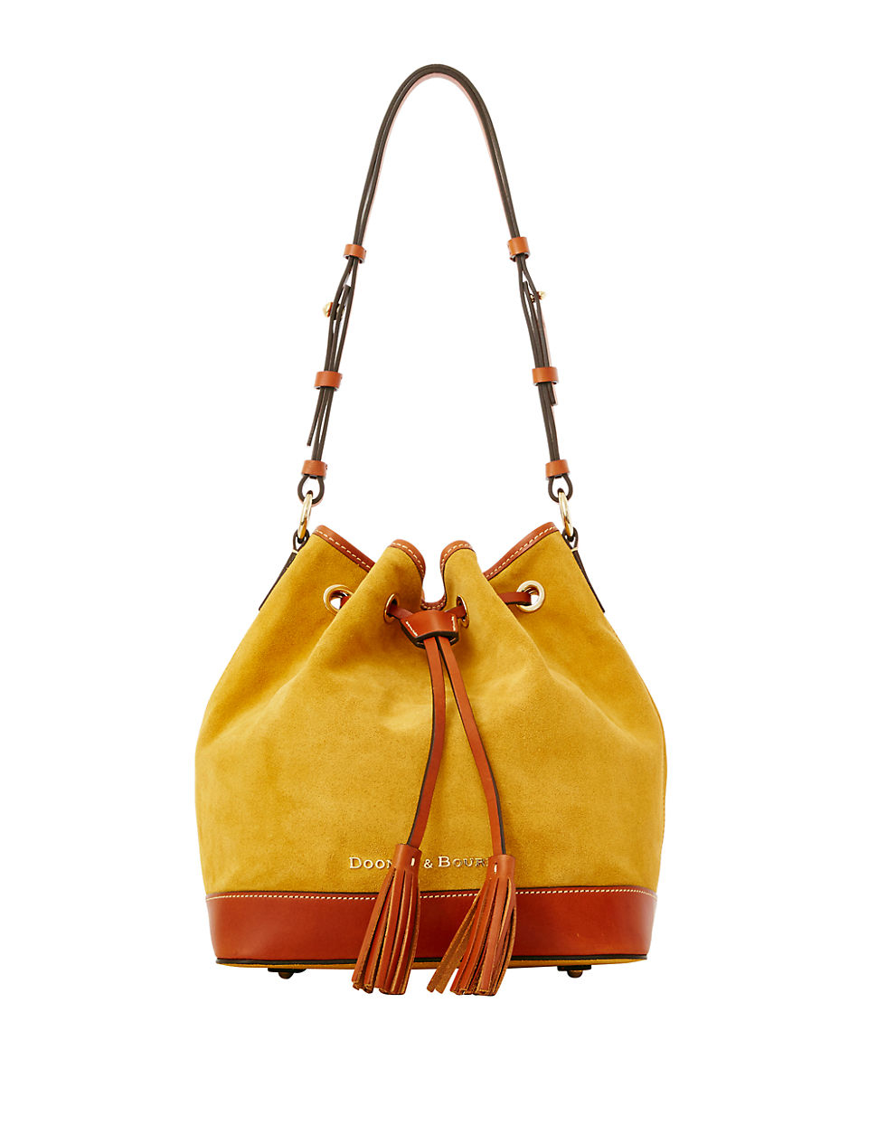 Dooney & Bourke Suede Drawstring Bucket Bag in Yellow (Chamois) | Lyst