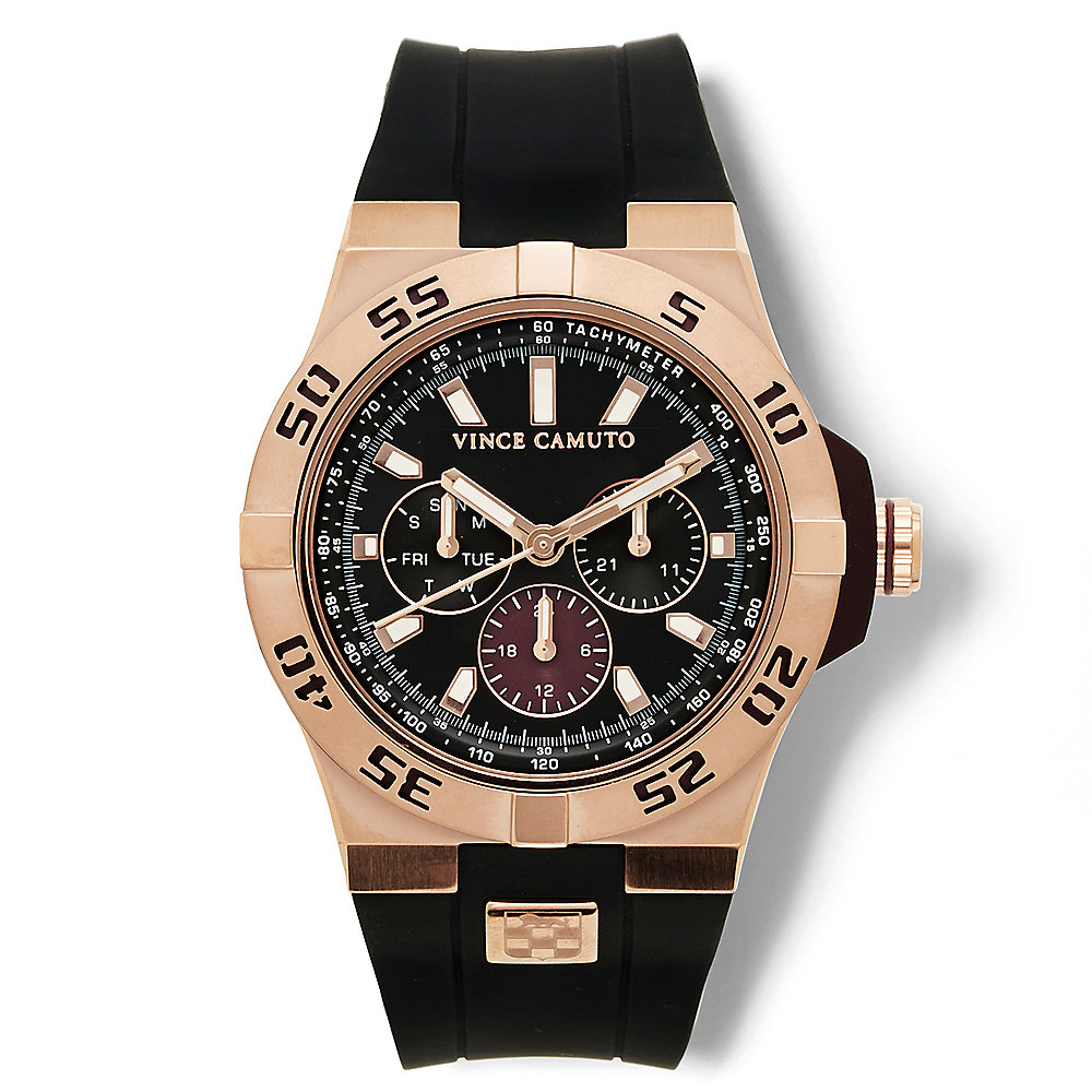 Lyst Vince Camuto Mens Rose Gold Tone And Black Watch With Gallery