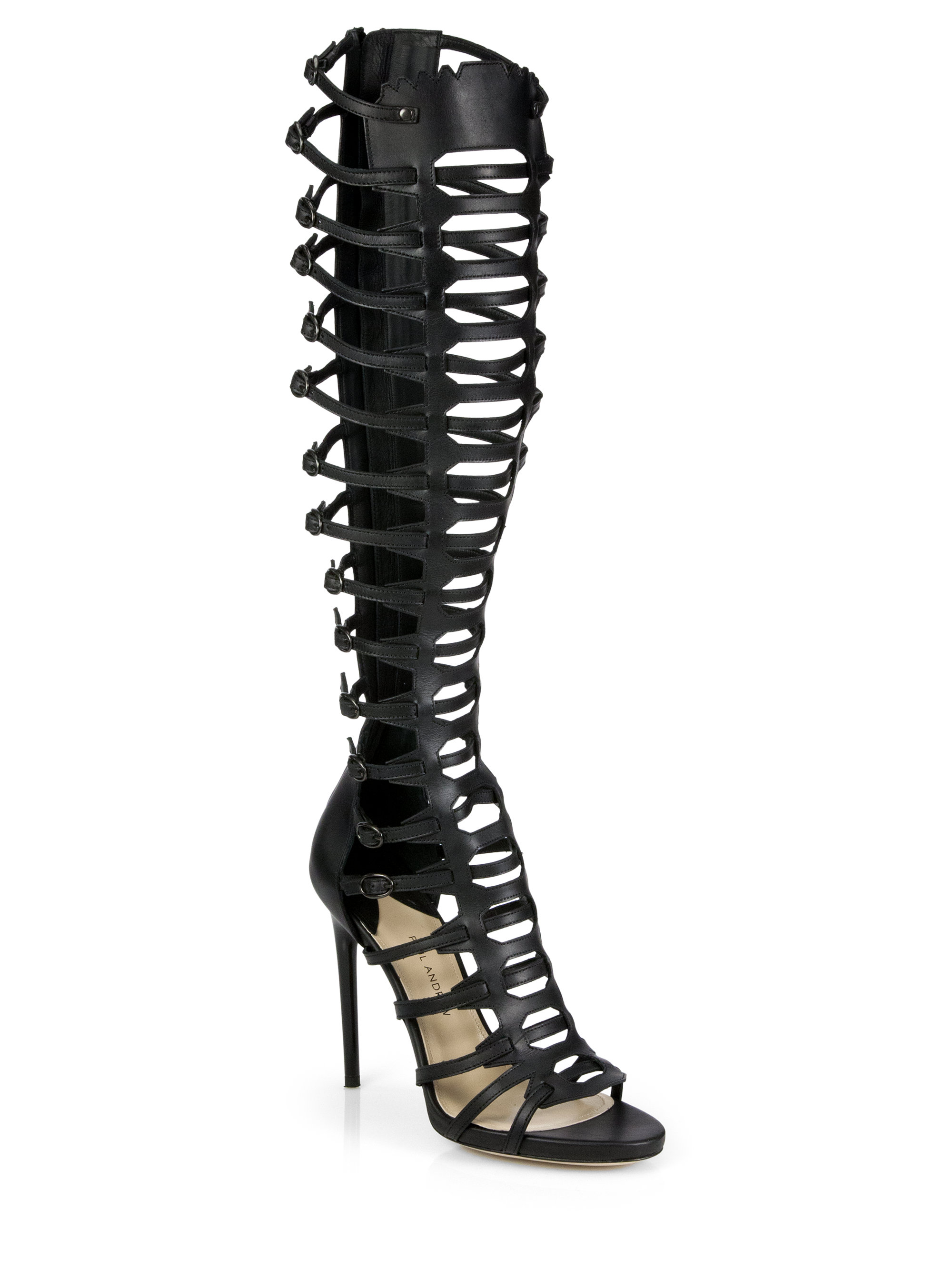 Lyst - Paul Andrew Athena Knee-High Gladiator Sandals in Black