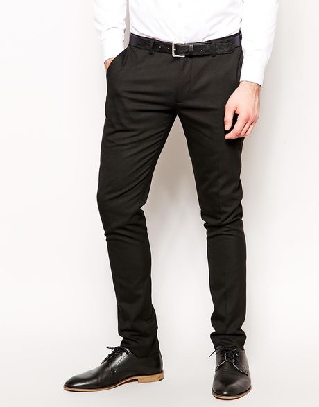 Asos Super Skinny Fit Smart Trousers in Black for Men | Lyst