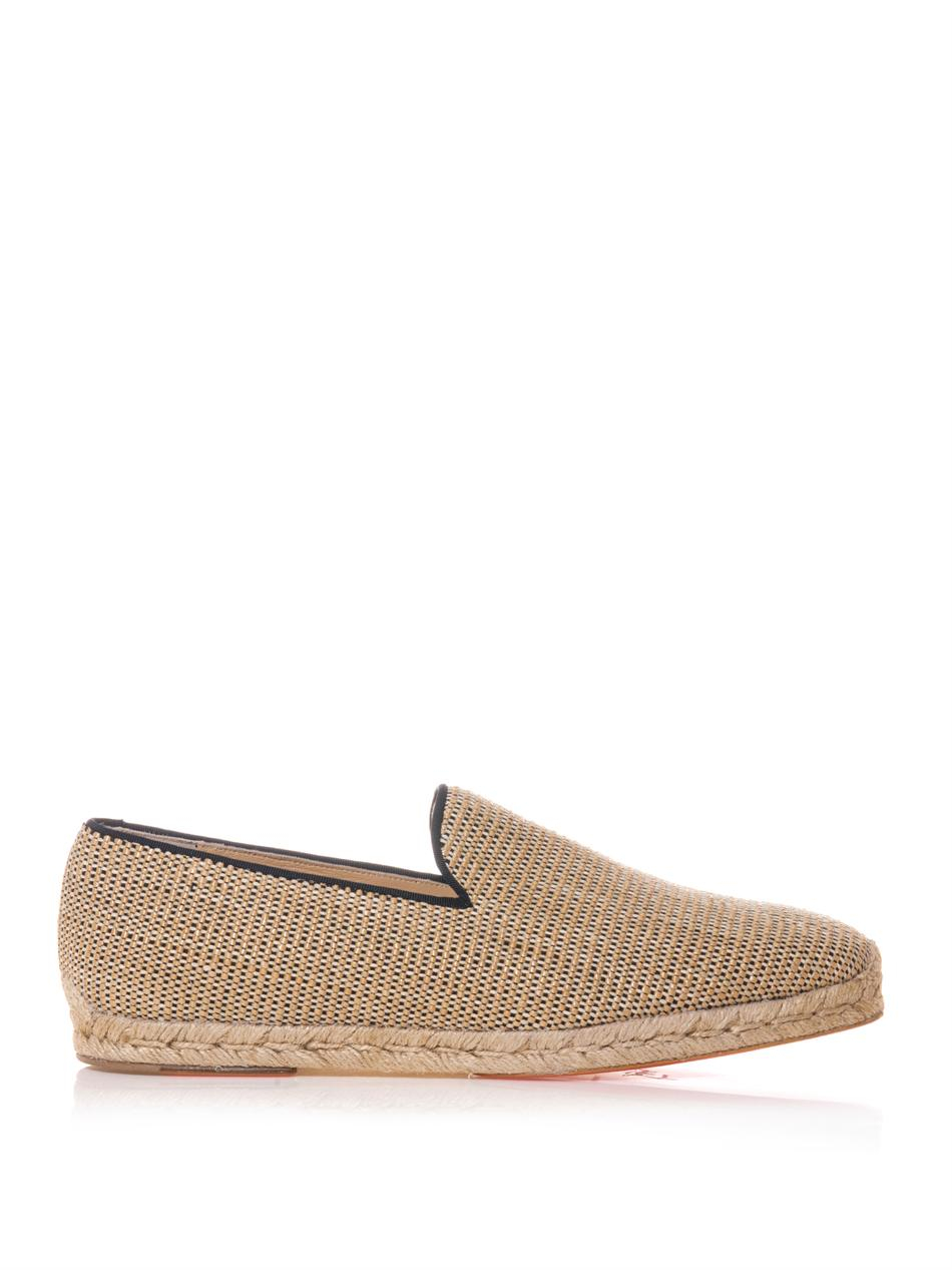 Christian louboutin Relax Woven Raffia Espadrilles in Beige for ...  