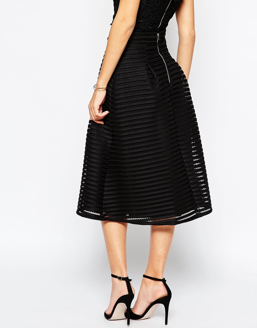warehouse structured midi skirt in black lyst warehouse structured midi skirt in black lyst