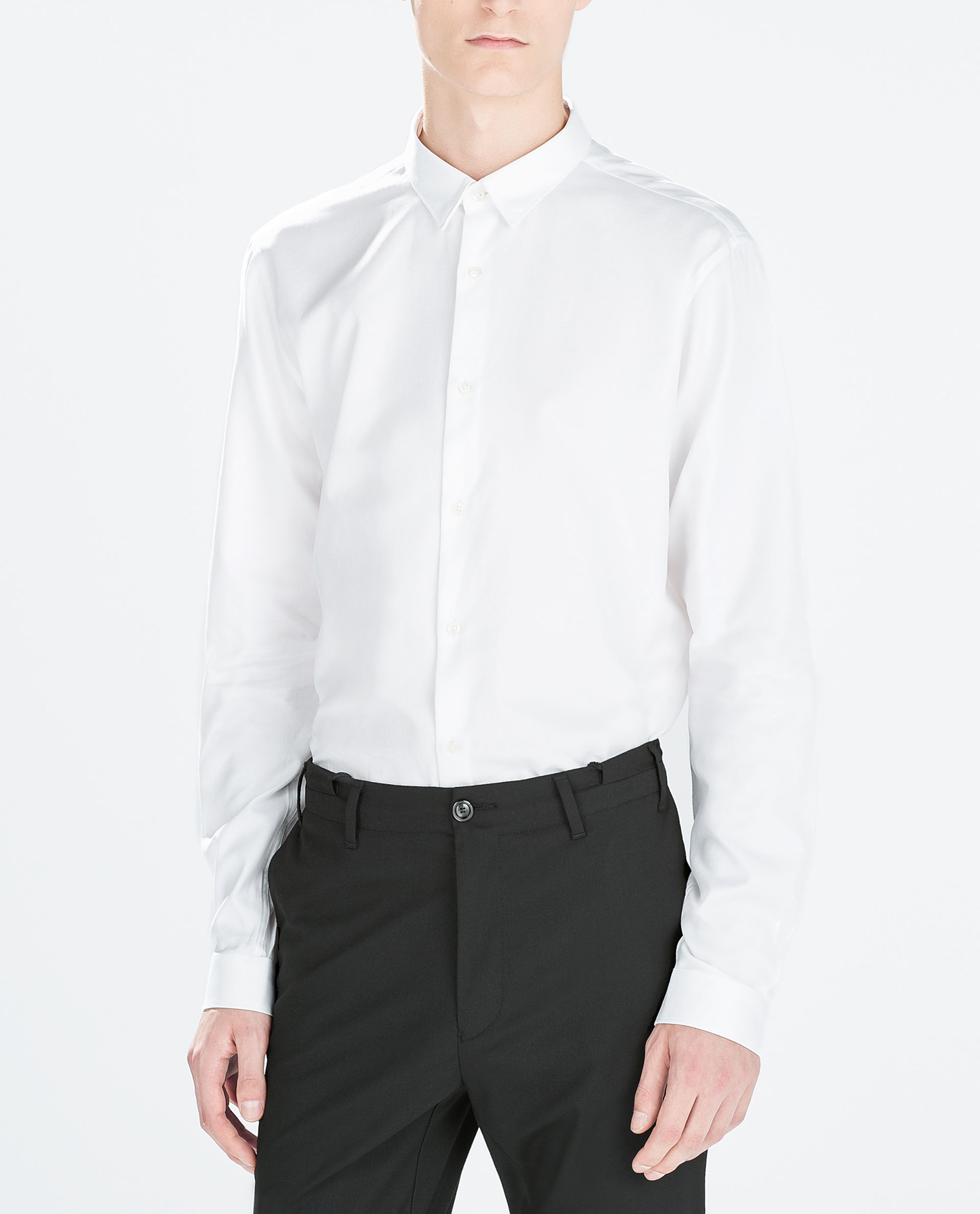 Zara Plain Fly-Front Shirt in White for Men | Lyst