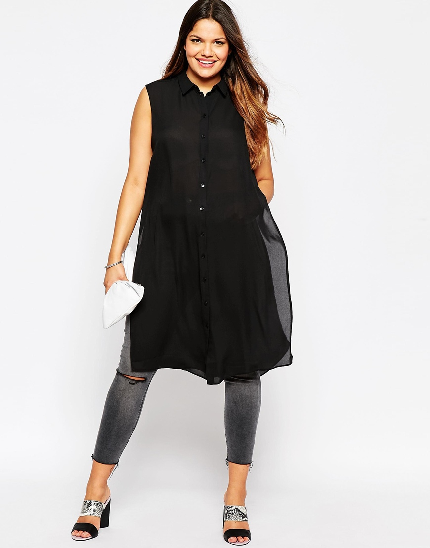 Lyst - Asos Sleeveless Maxi Blouse With High Side Split in Black
