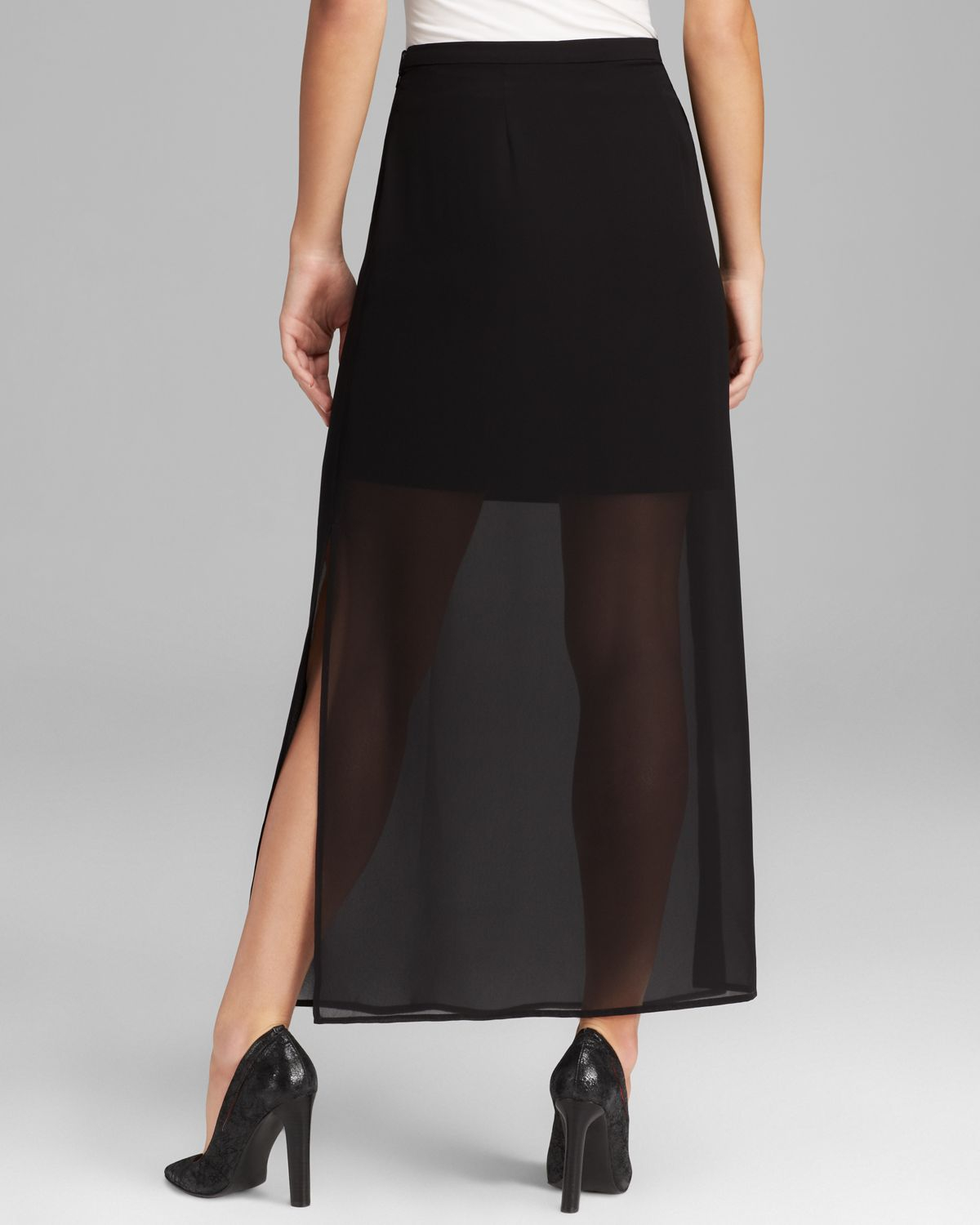 Vince camuto Semi Sheer Overlay Maxi Skirt in Black Lyst