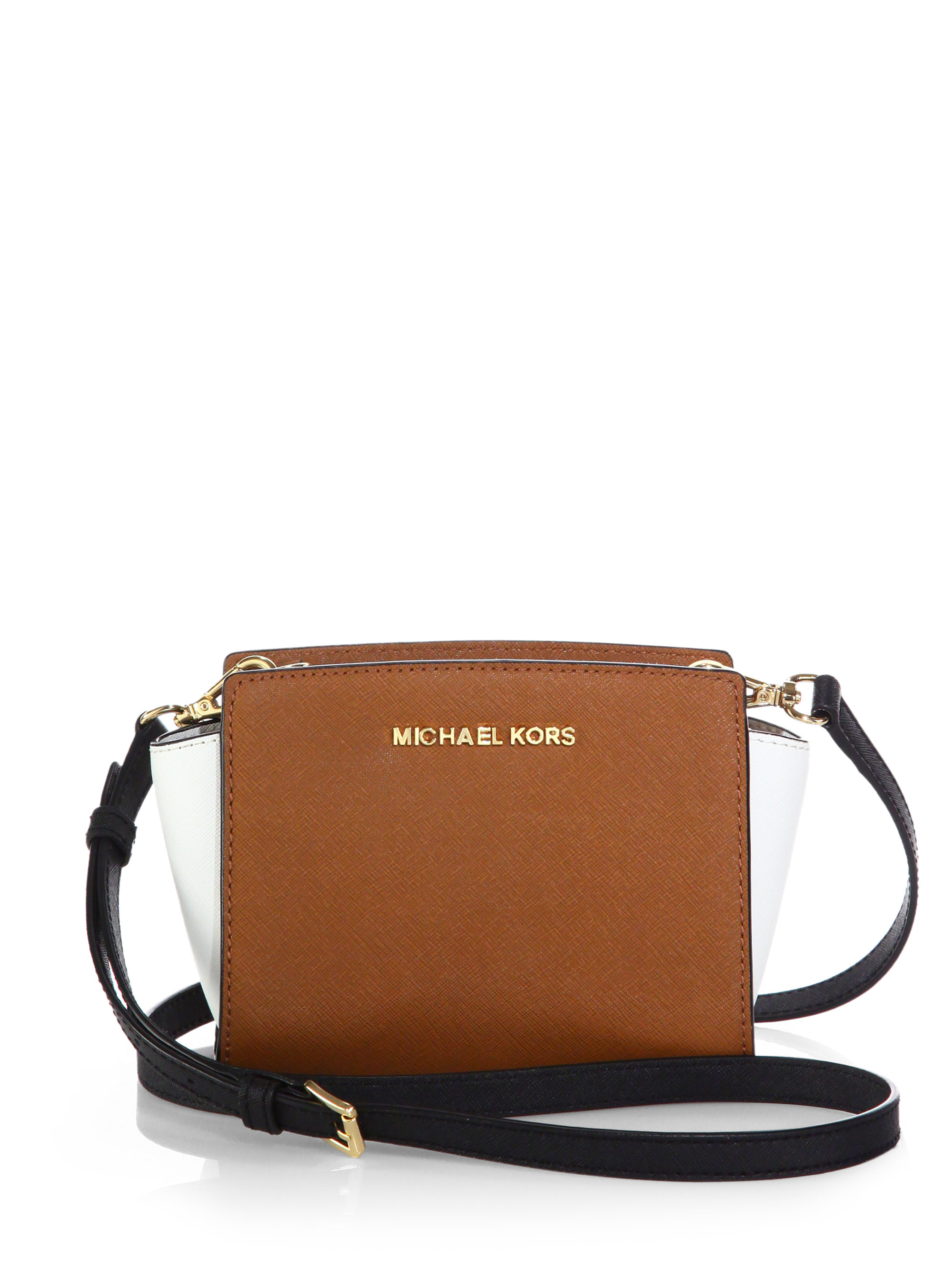Lyst Michael Kors Selma Two Tone Medium Messenger Bag In Brown Gallery