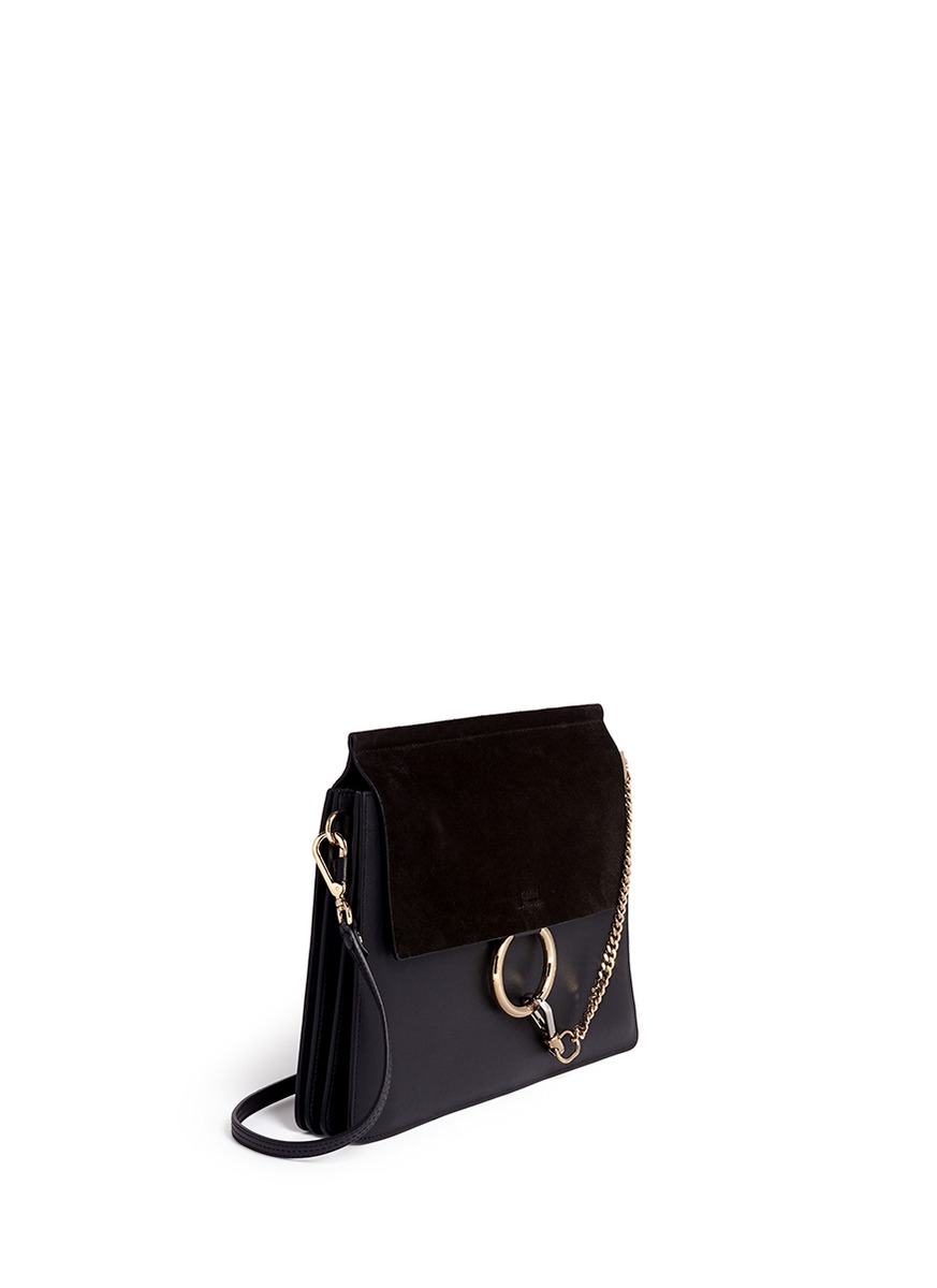 purse chloe - Chlo \u0026#39;fay\u0026#39; Medium Suede Flap Leather Shoulder Bag in Black | Lyst