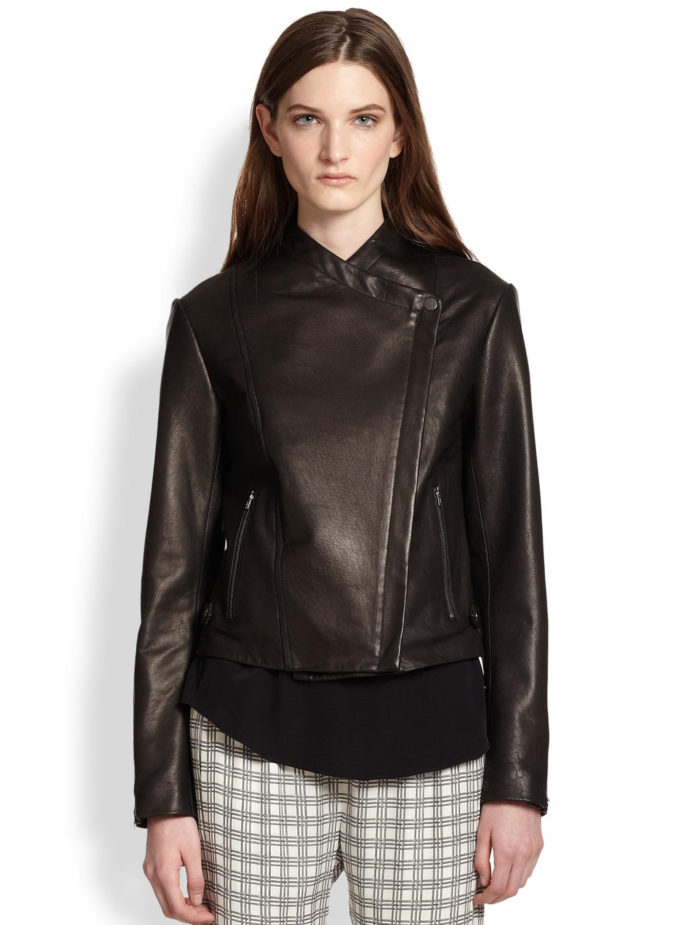 Lyst - Theory Phelan Leather Jacket in Black (1354 x 1806 Pixel)