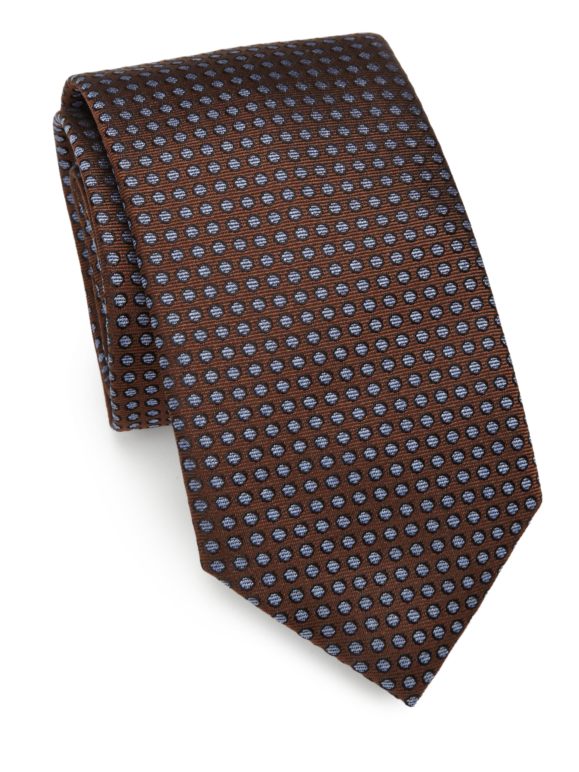Saks fifth avenue Polka Dot Silk Tie in Brown for Men | Lyst