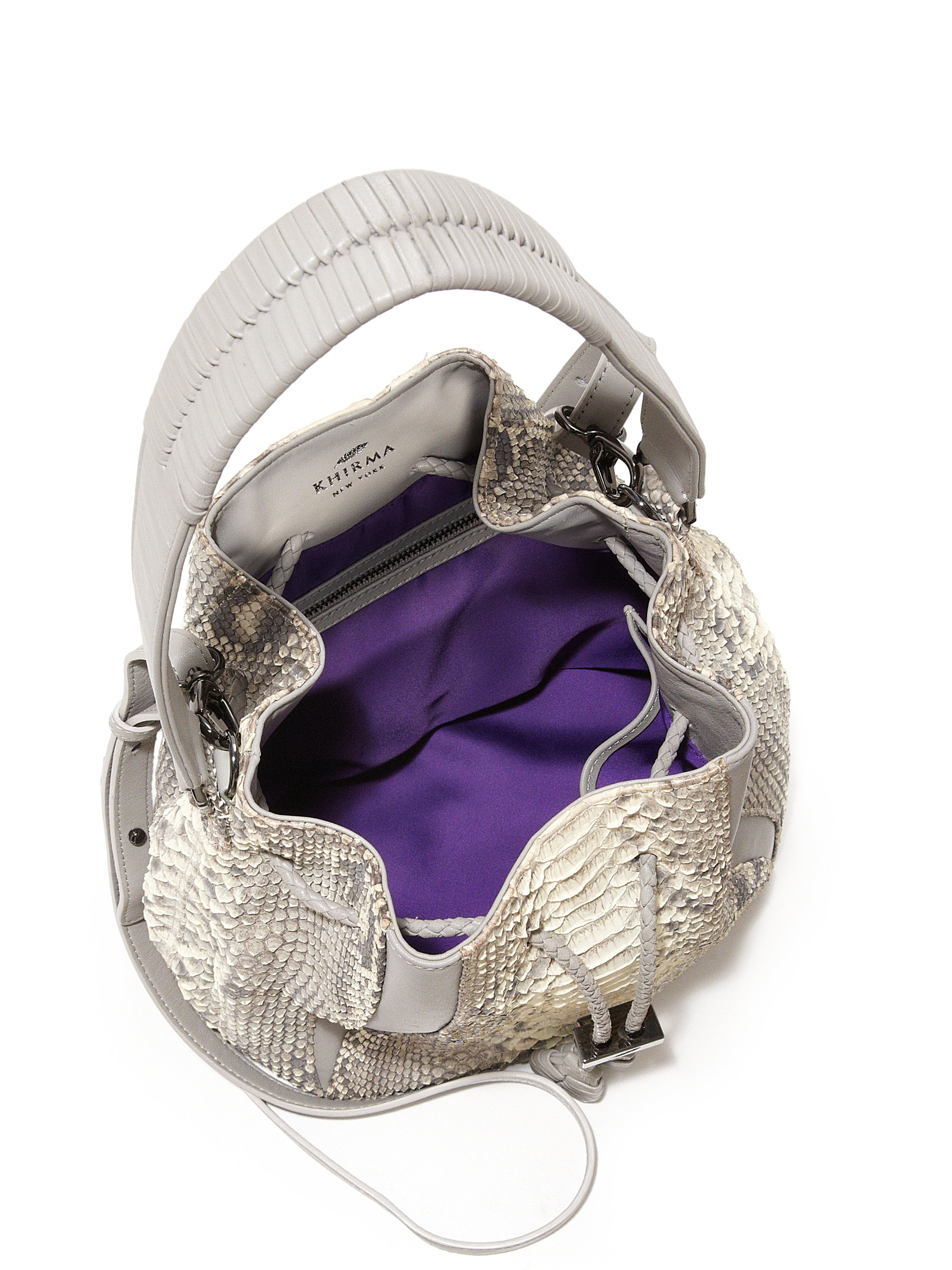 celine designer handbags - Khirma eliazov Celine Mini Python & Leather Bucket Bag in Beige ...