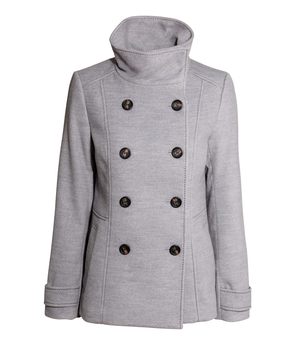 H&m Reefer Jacket in Gray (Light grey) | Lyst