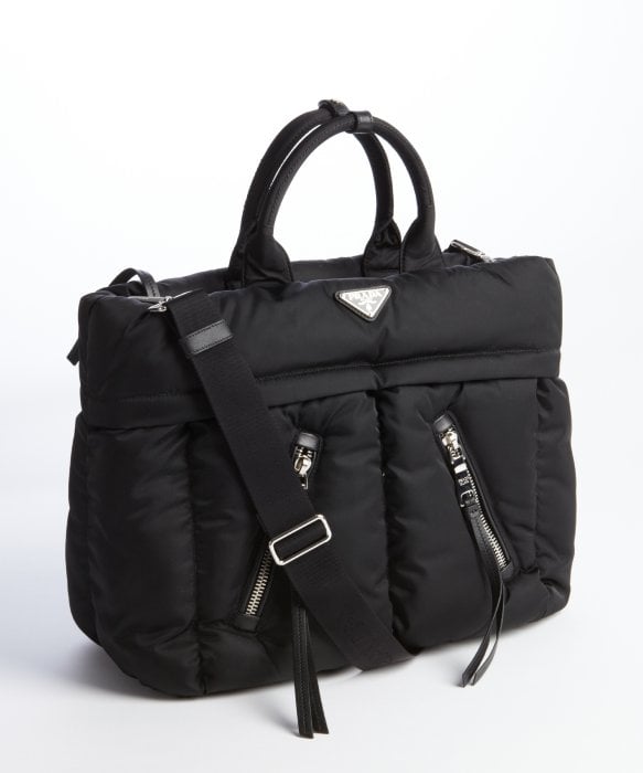 Prada Black Quilted Nylon Convertible Satchel in Black | Lyst  