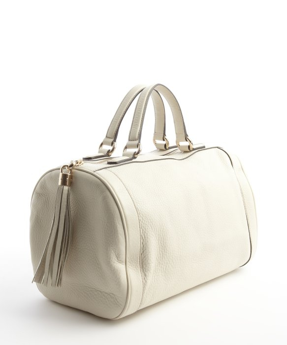 Lyst Gucci White Leather Soho Tassel Detail Boston Bag In Gallery