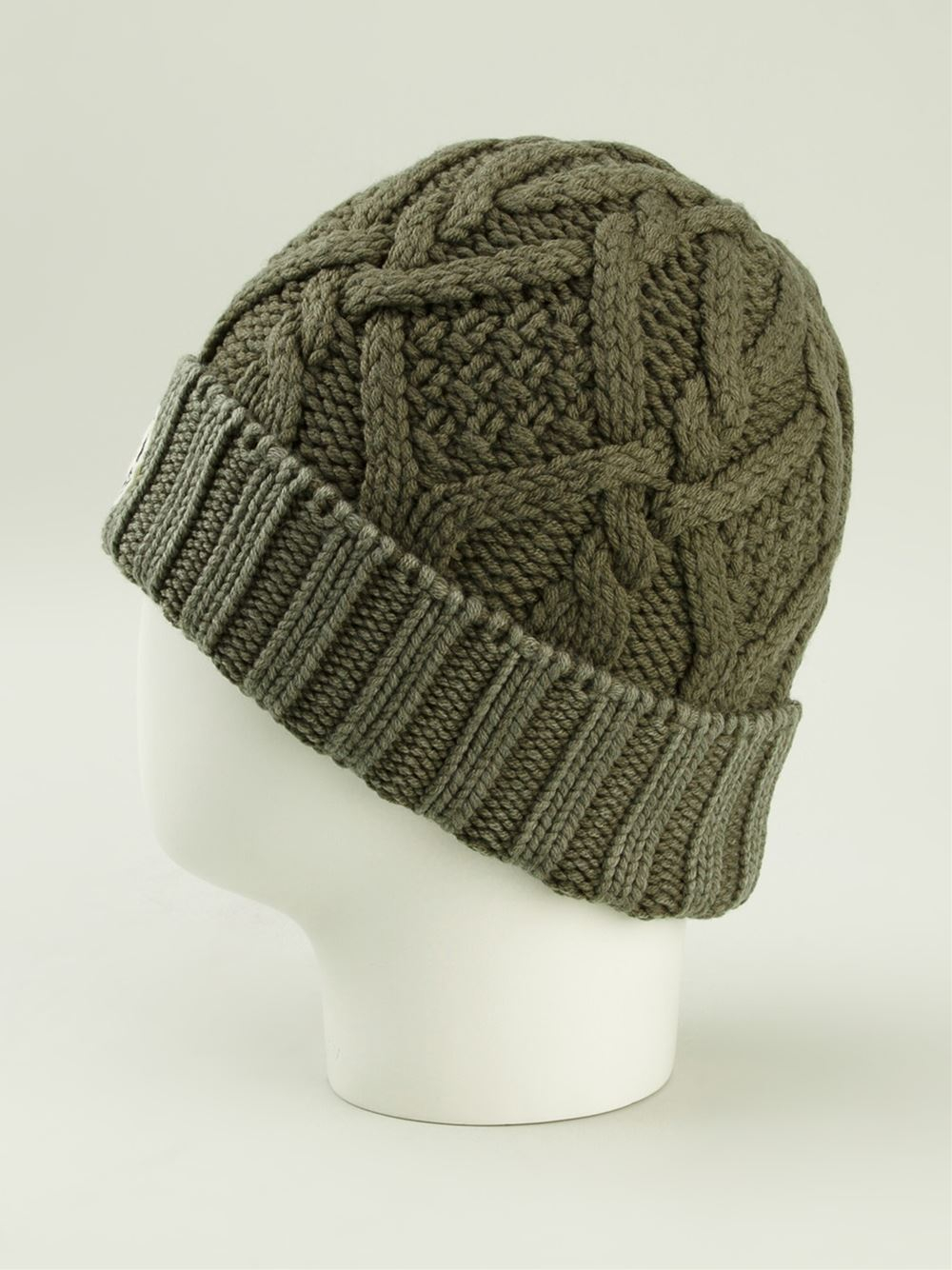 Lyst - Moncler Cable Knit Beanie in Green for Men