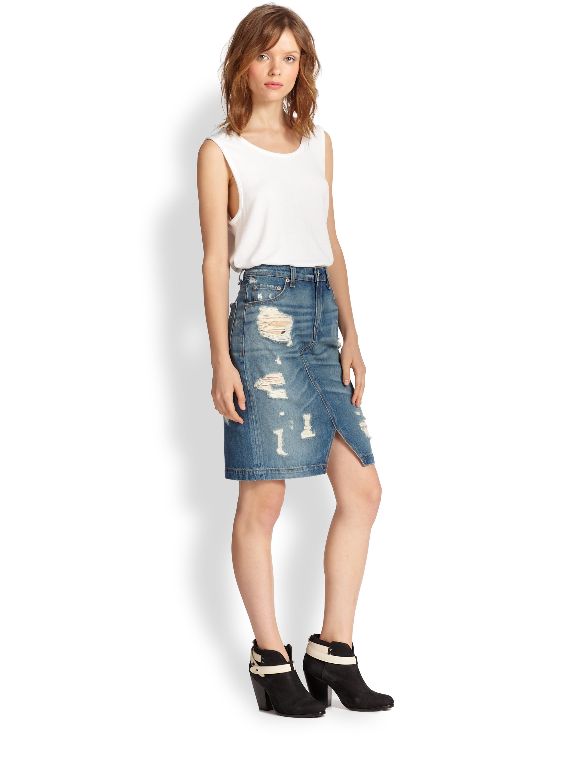 distressed maxi skirt