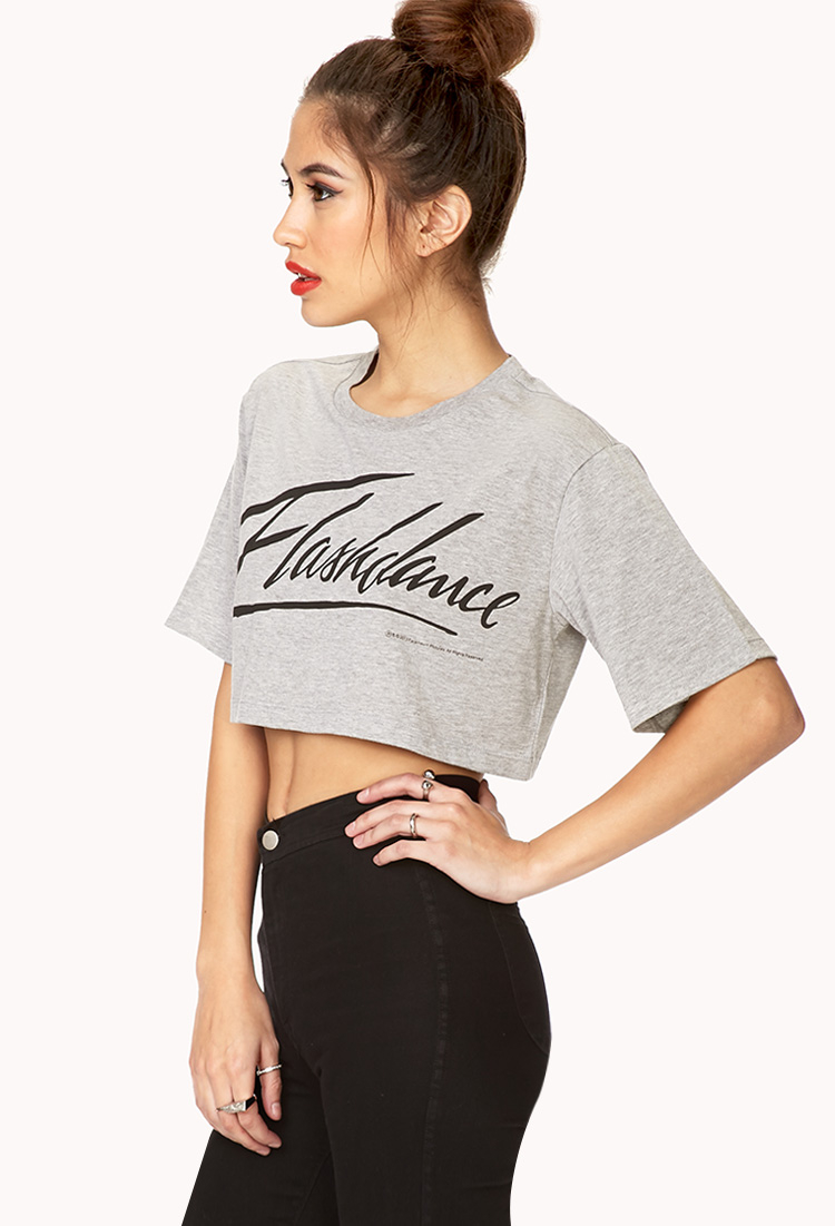 Forever 21 Flashdance Cropped Tee in Gray | Lyst