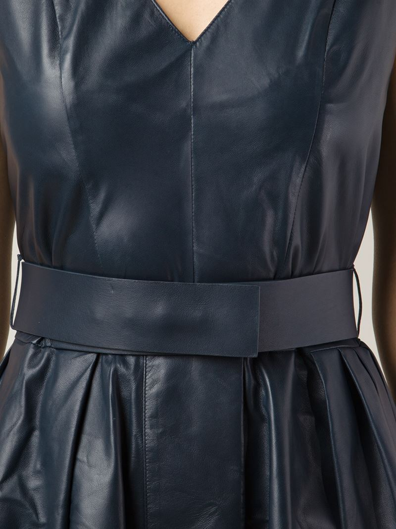 Lyst Drome Belted Leather Dress in Blue