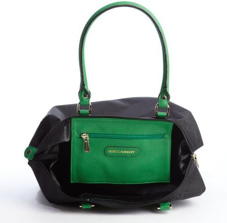Rebecca Minkoff Black Nylon and Green Leather Studded Travel Tote in ...