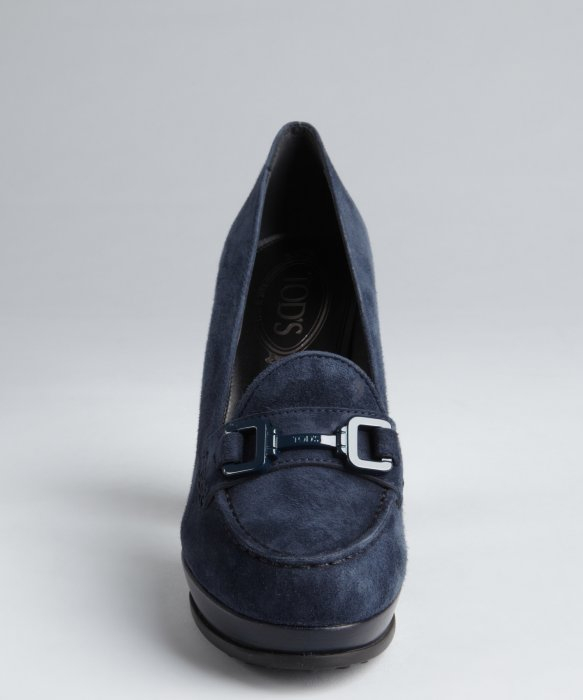 navy heeled loafers
