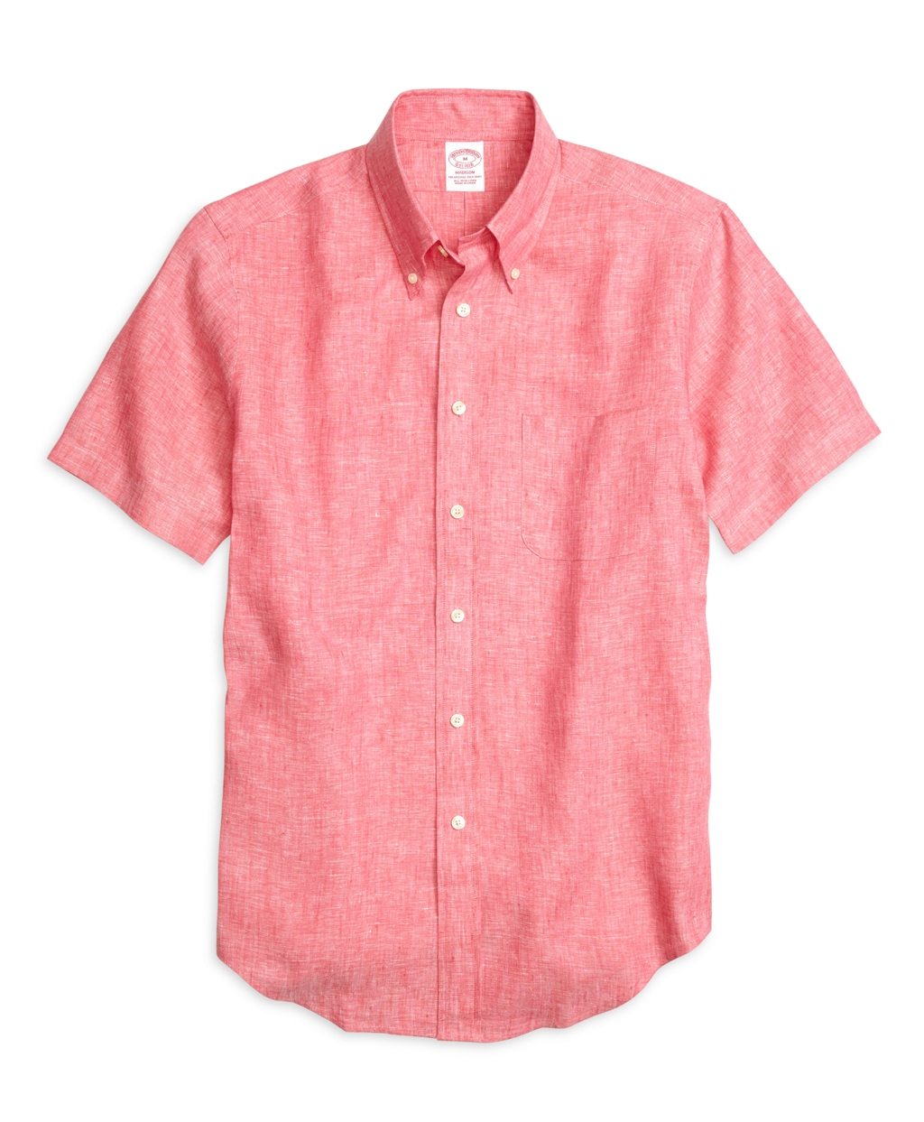 Brooks Brothers Regent Fit Linen Short-sleeve Sport Shirt in Pink for ...