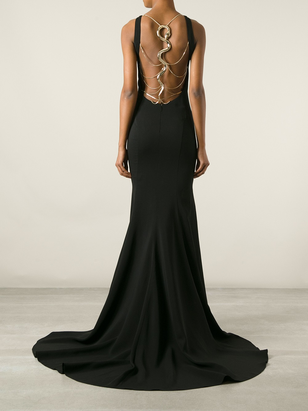 Roberto cavalli Snake Silk-Blend Gown in Black | Lyst