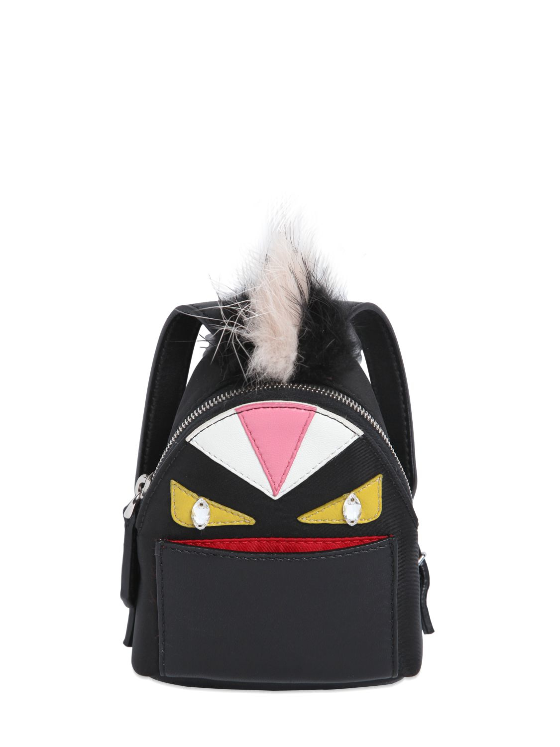 Lyst Fendi Monster Animation Bag Charm With Fur In Black Gallery