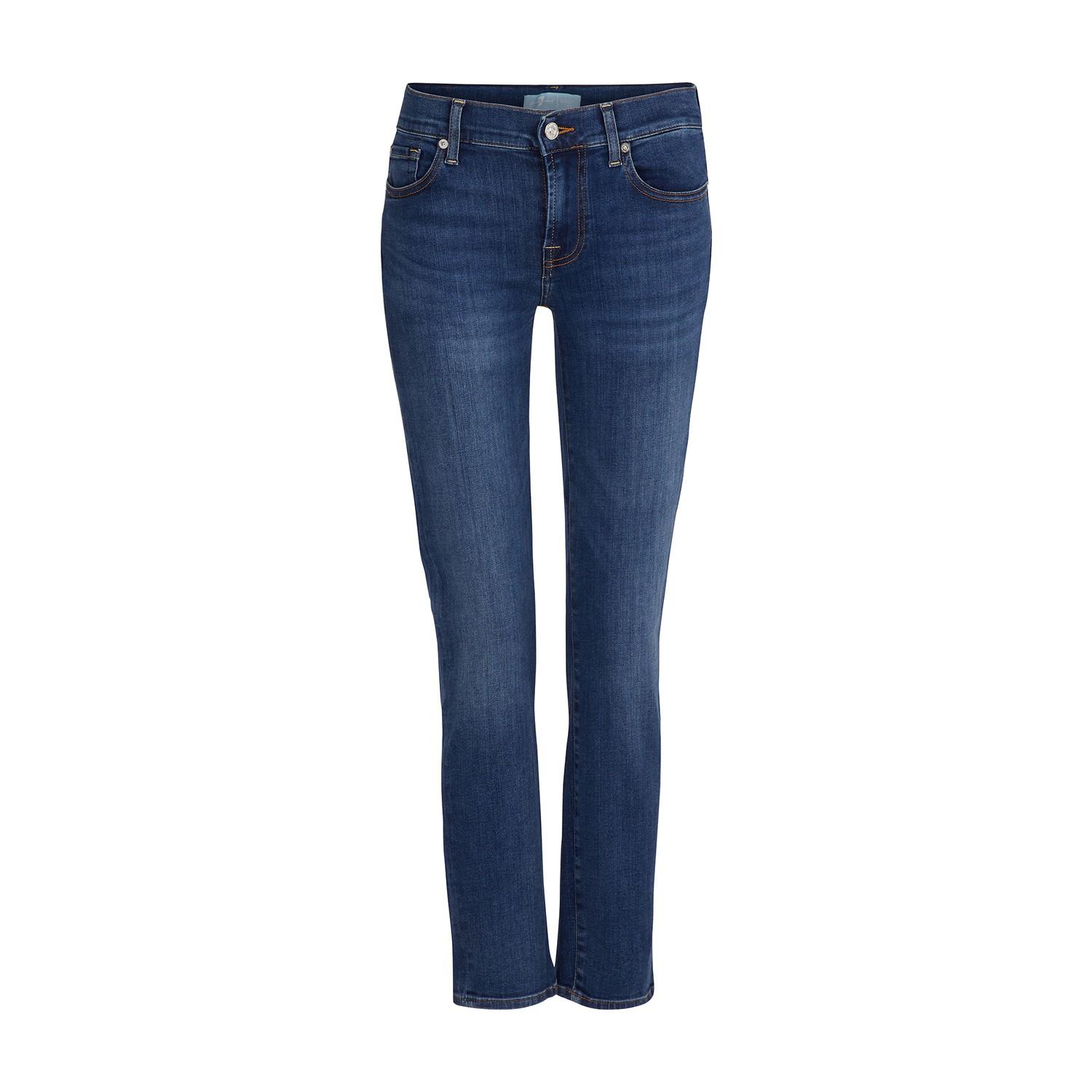7 For All Mankind Denim Roxanne Cropped Mid-rise Jeans in Blue - Lyst