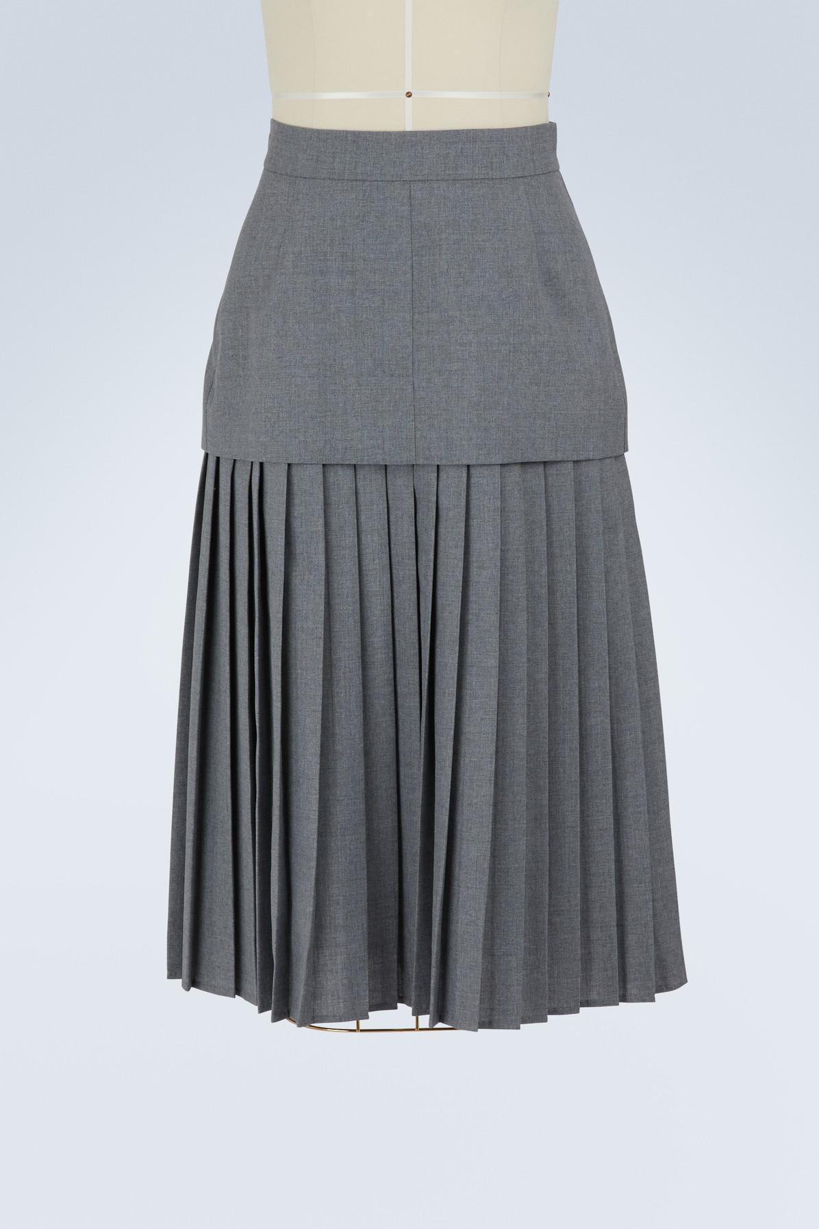 Thom Browne Wool Pleated Skirt in Gray - Lyst