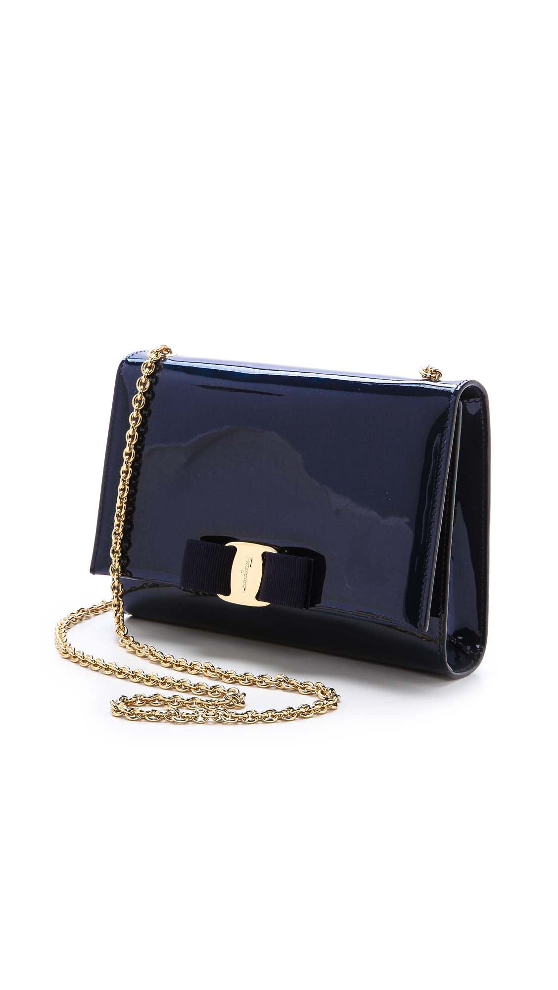 Lyst Ferragamo Miss Vara Bow Patent Shoulder Bag in Blue