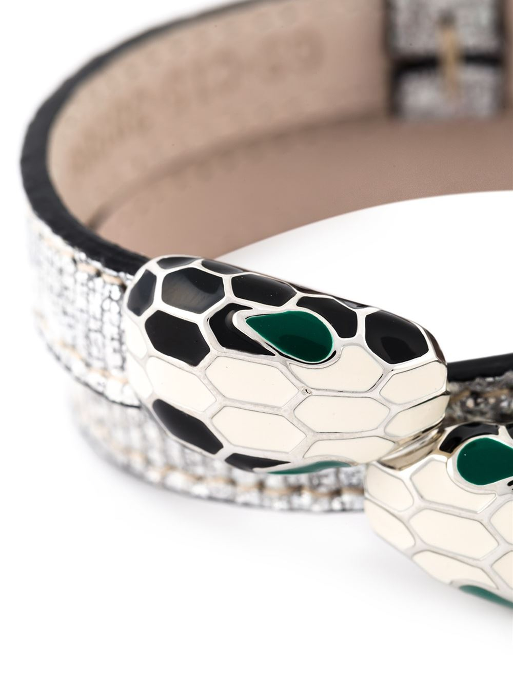 Lyst Bvlgari Enamel Snake Head Bracelet in Metallic