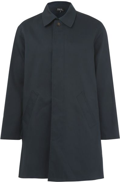 A.p.c. Navy Cottontwill Trench Coat in Blue for Men (navy) | Lyst