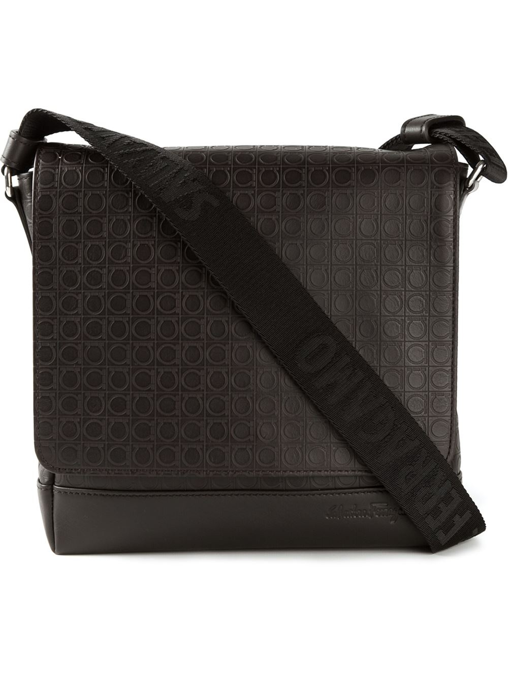 Ferragamo Gancio Embossed Messenger Bag in Brown for Men Lyst