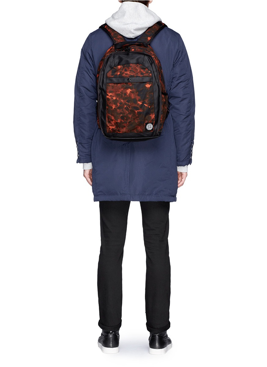 Lyst - Stone Island Tortoiseshell Print Backpack in Red ...