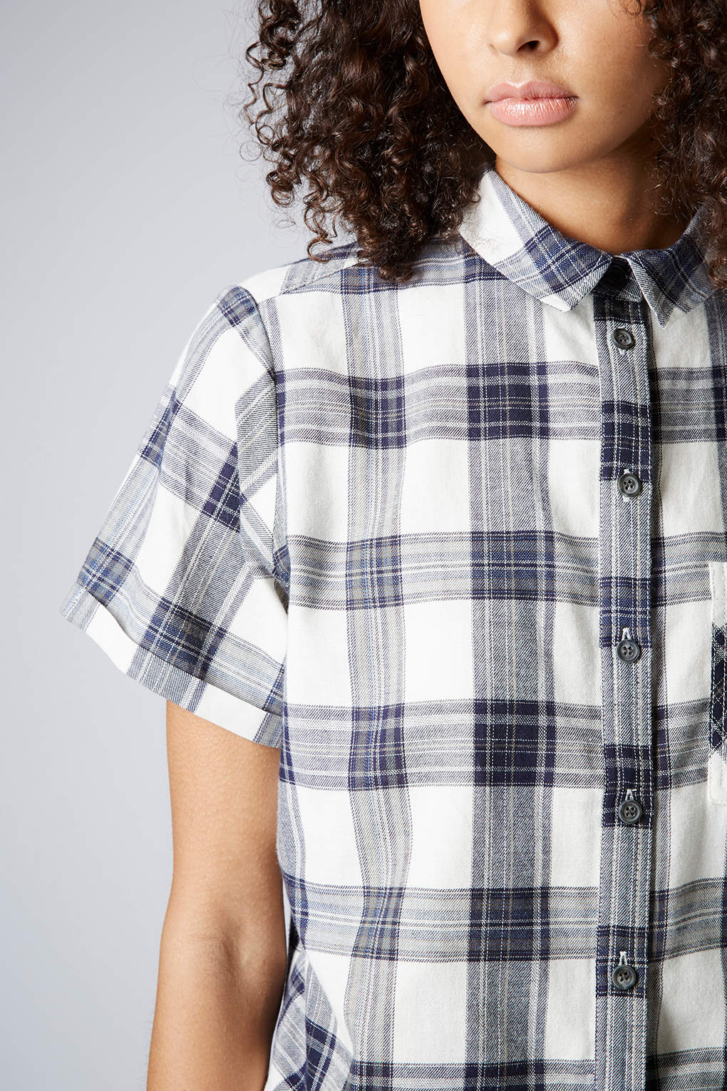 Lyst - Topshop Short Sleeve Check Shirt in Blue