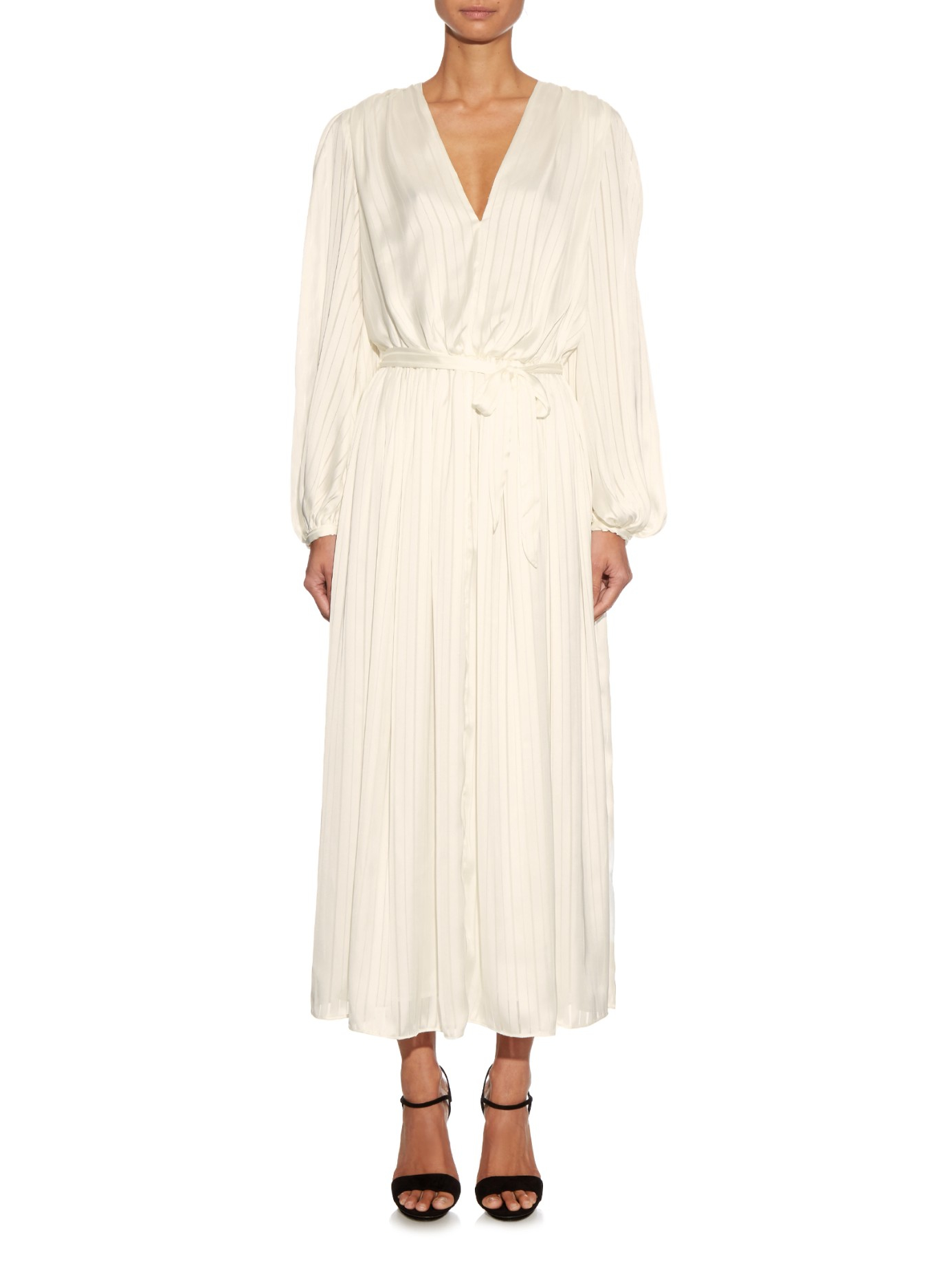 Lyst - Zimmermann Arcadia Long-sleeved Striped Midi Dress in White