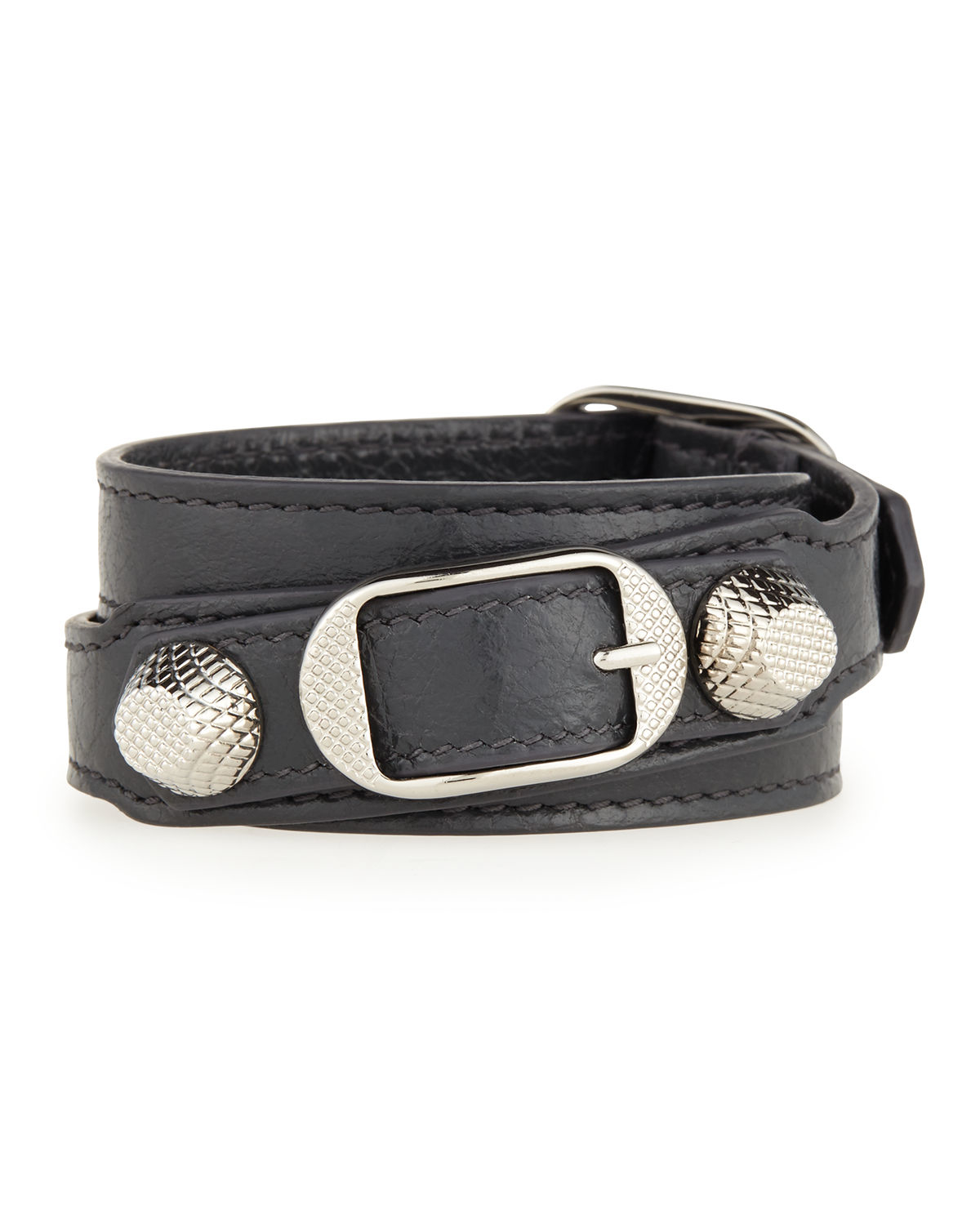 Lyst Balenciaga Giant 12 Leather Wrap Bracelet In Gray Gallery