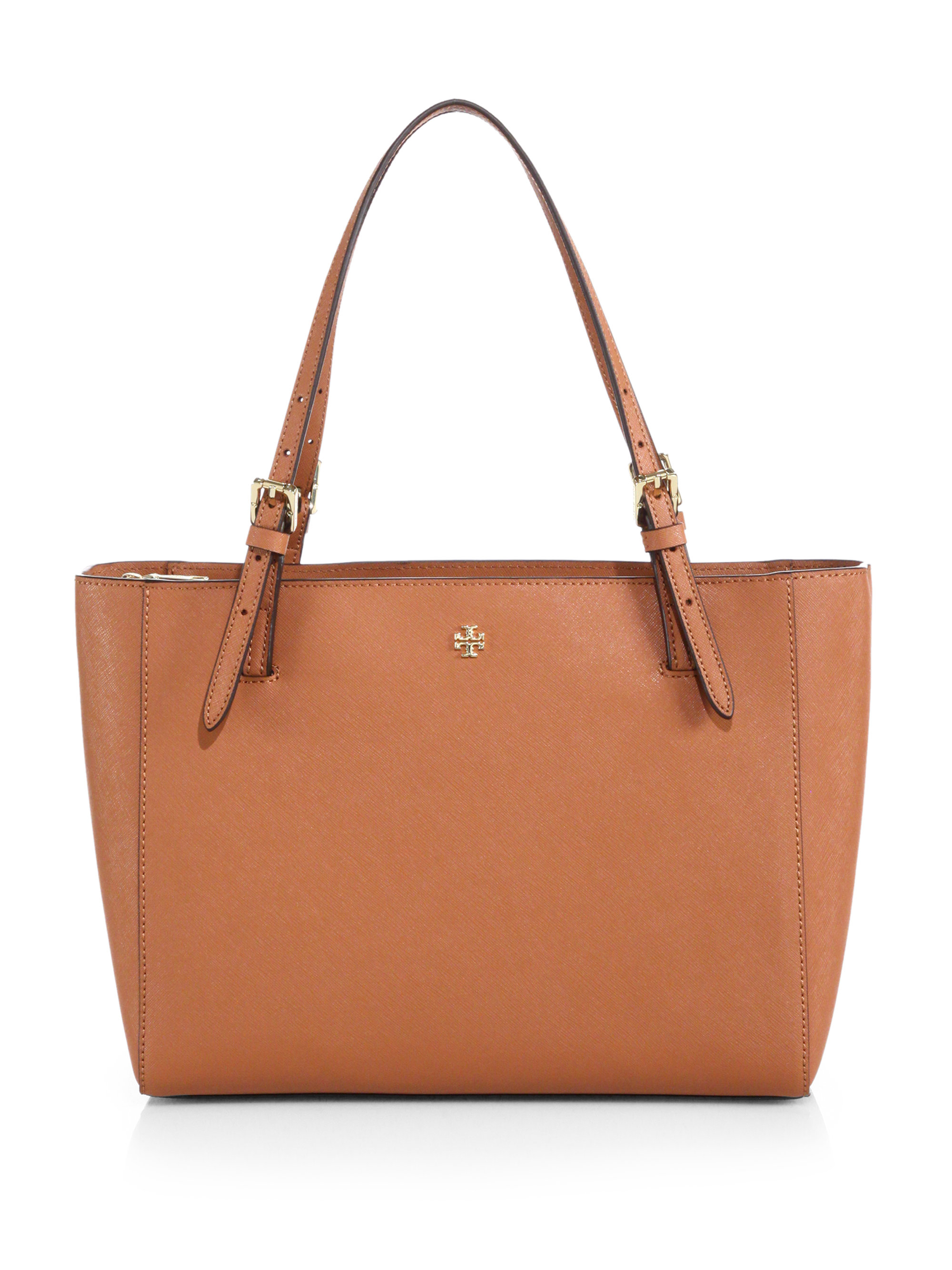 Tory burch York Small Saffiano-leather Tote in Brown | Lyst