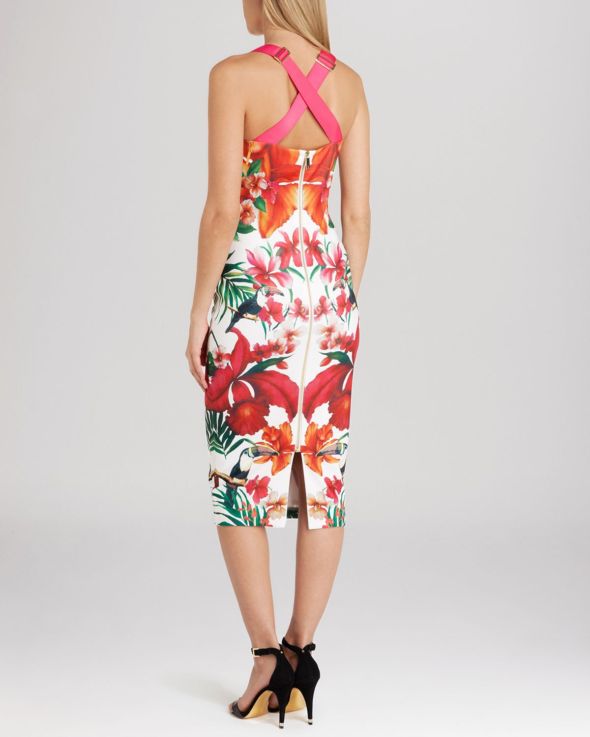 Ted baker Dress - Jameela Tropical Toucan Floral Sheath in Red | Lyst