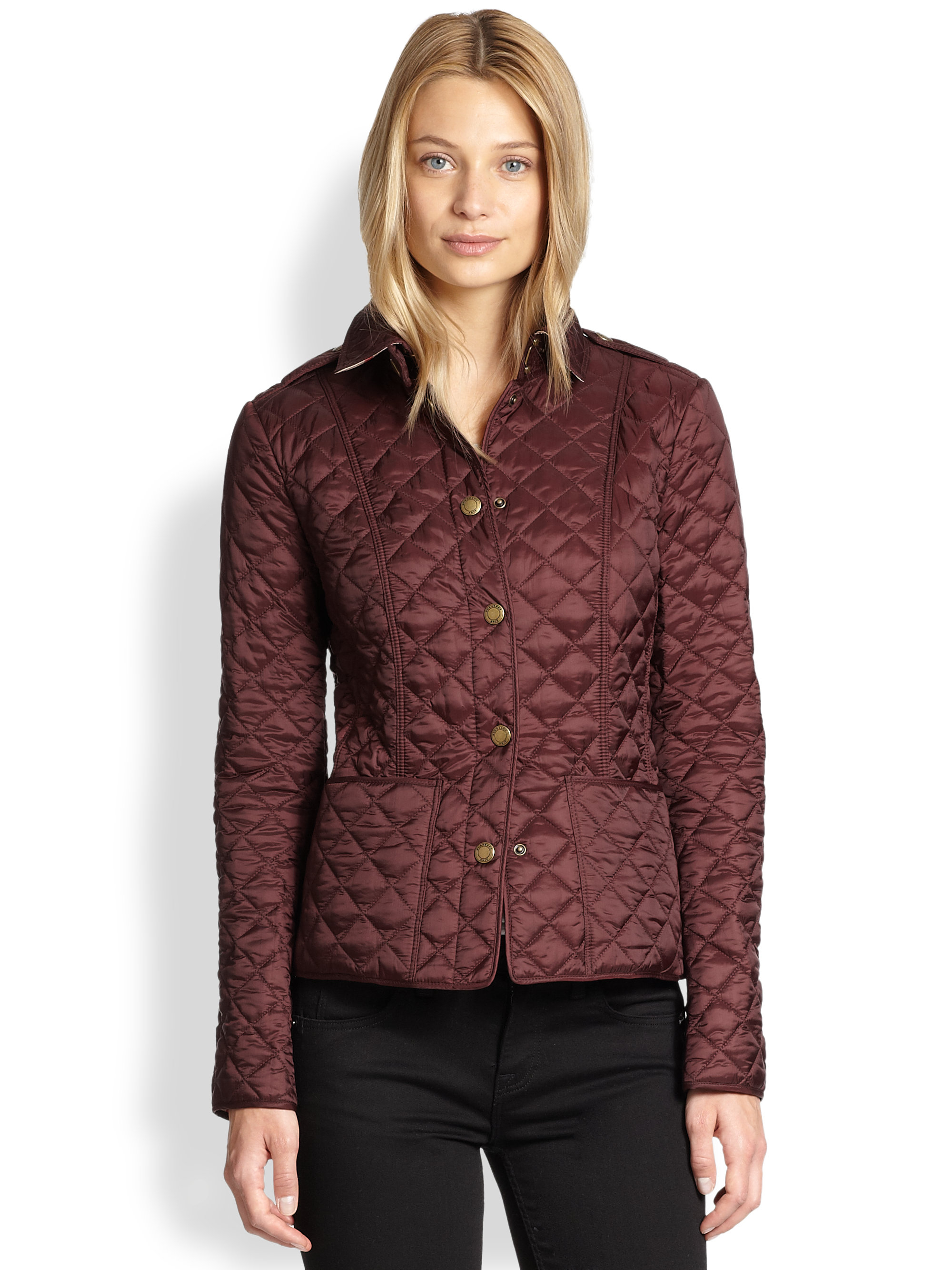 Lyst - Burberry Brit Quilted Nylon Jacket in Purple