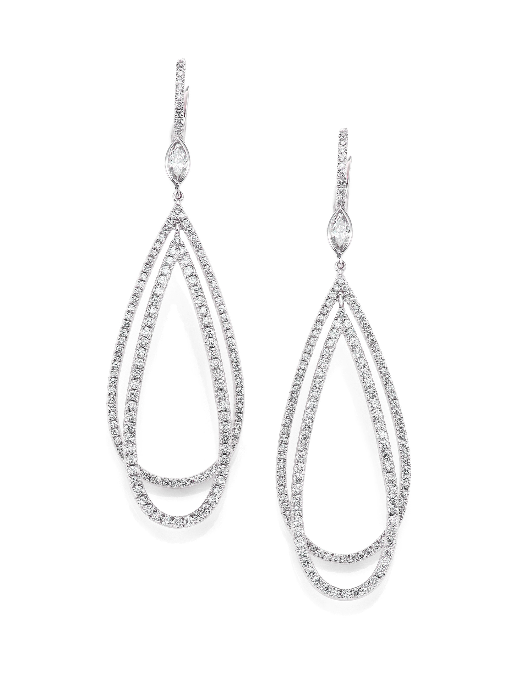 Kwiat Echo Diamond & 18k White Gold Teardrop Earrings in Metallic | Lyst